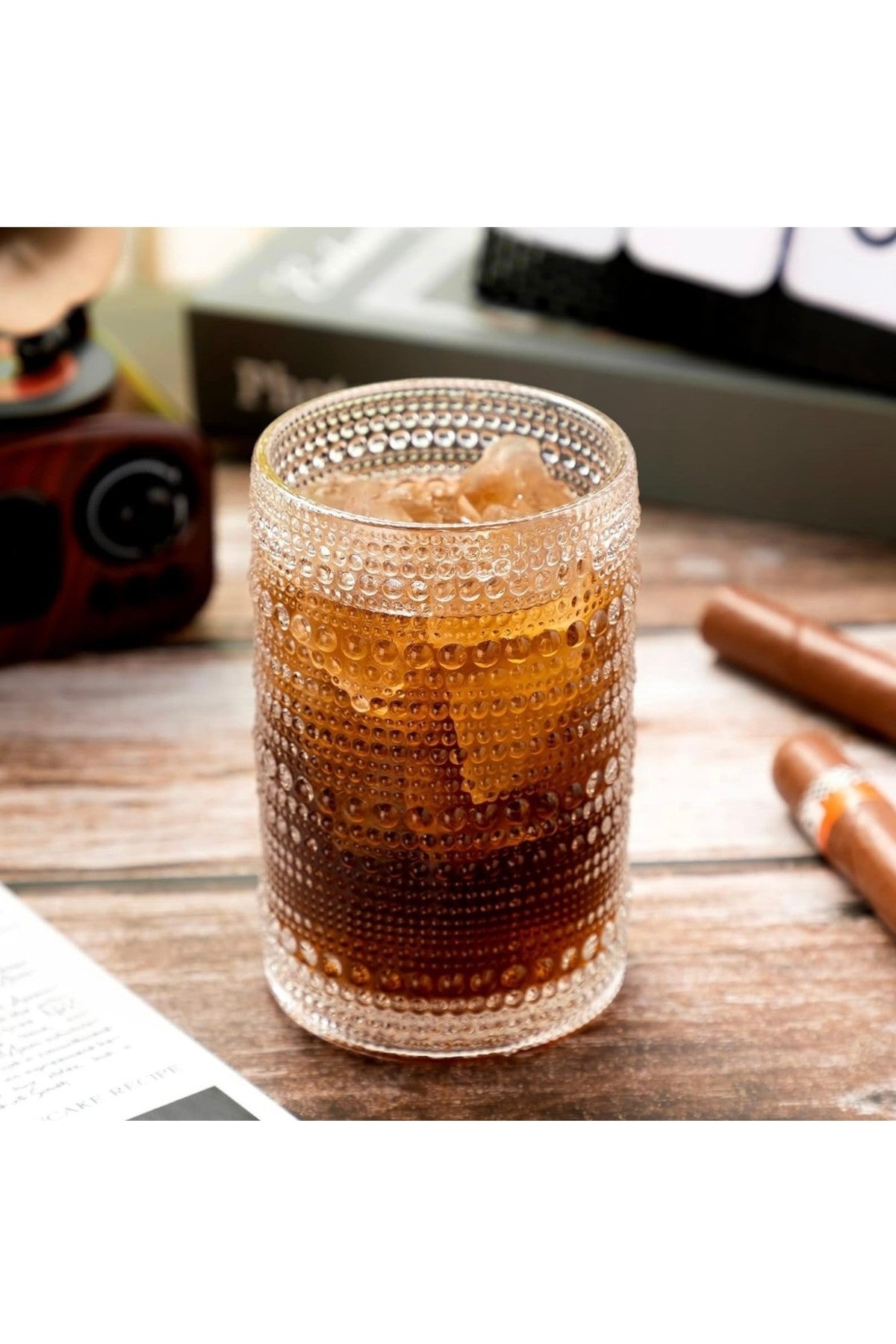 4 Adet y37 420 ml Vintage Hobnail Bardak Antika Boncuk Kabartmalı KahveViski