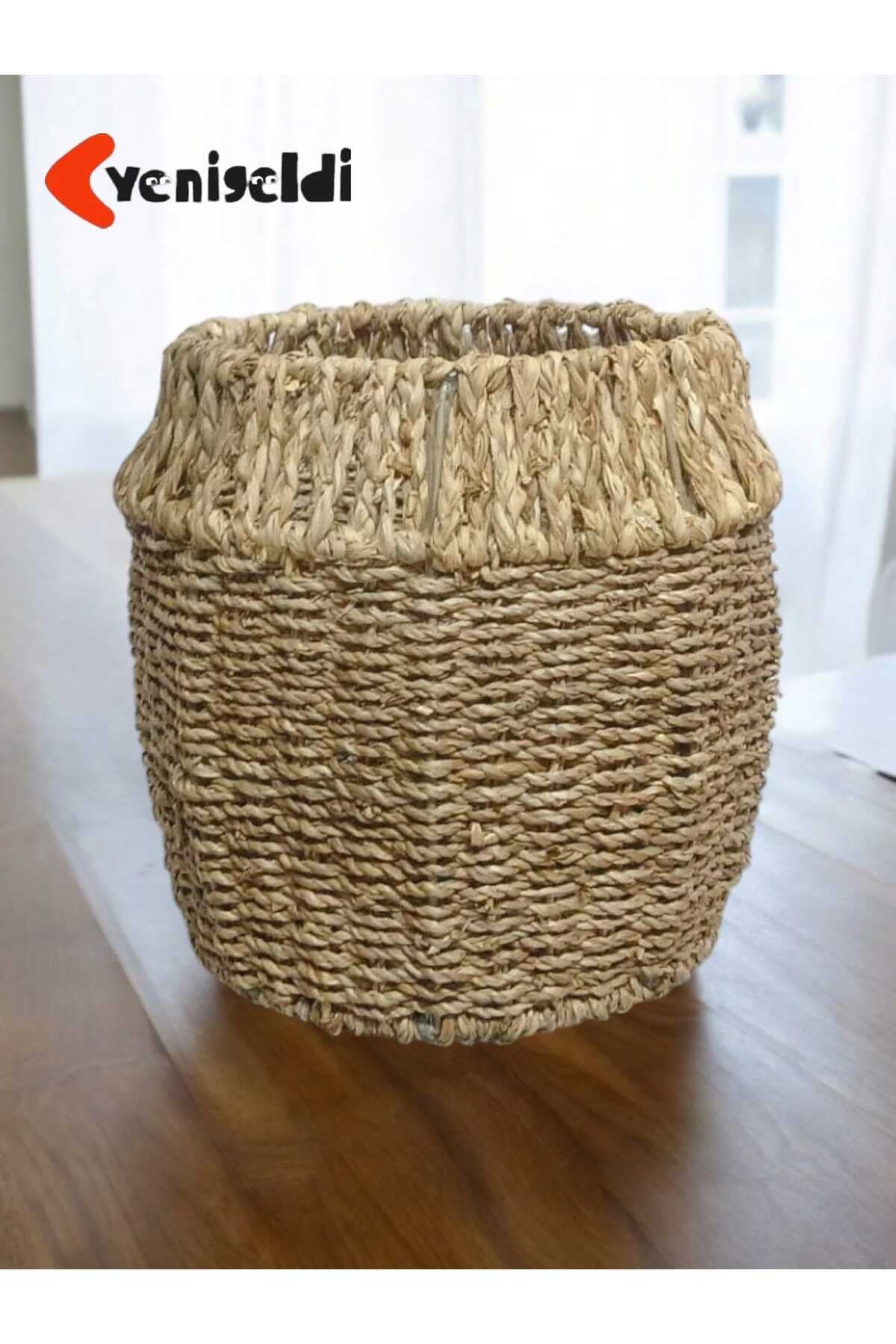 1 Adet Yuvarlak Hasır Sepeti Üstü ( Yüksekliği 25 Cm Genişliği 23 Cm Taban 21 Cm) Yen240031k