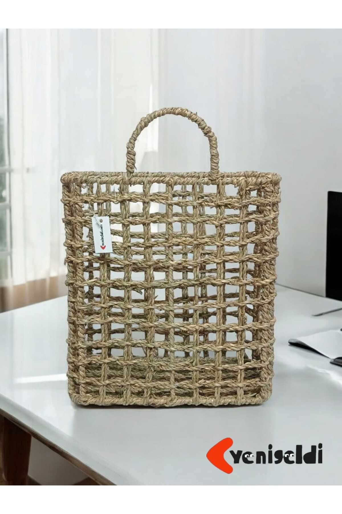(Y:27*G:12*U:24 CM) 1 Adet Duvara Asmalı Hasır Sepeti Yen2400061