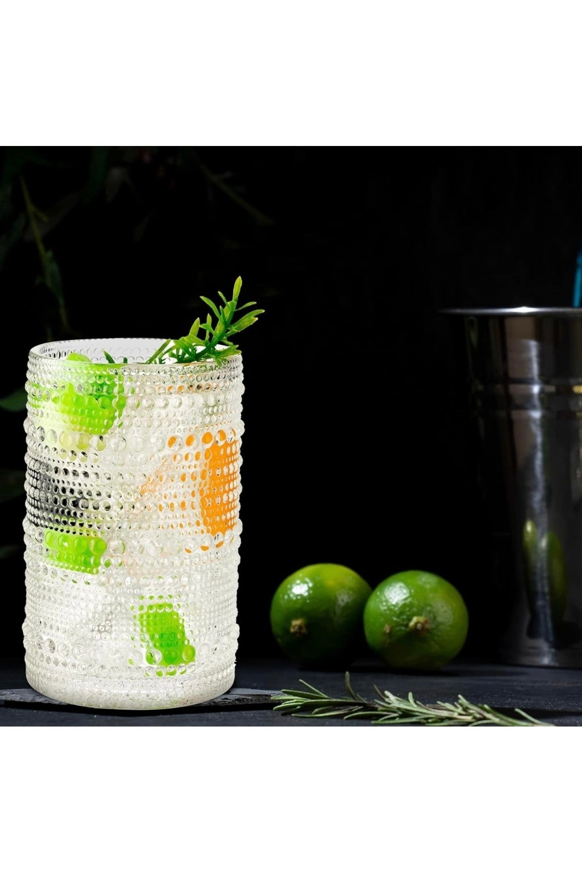 2 Adet Y38 420 ml Vintage Hobnail Bardak Antika Boncuk Kabartmalı Kahveviski