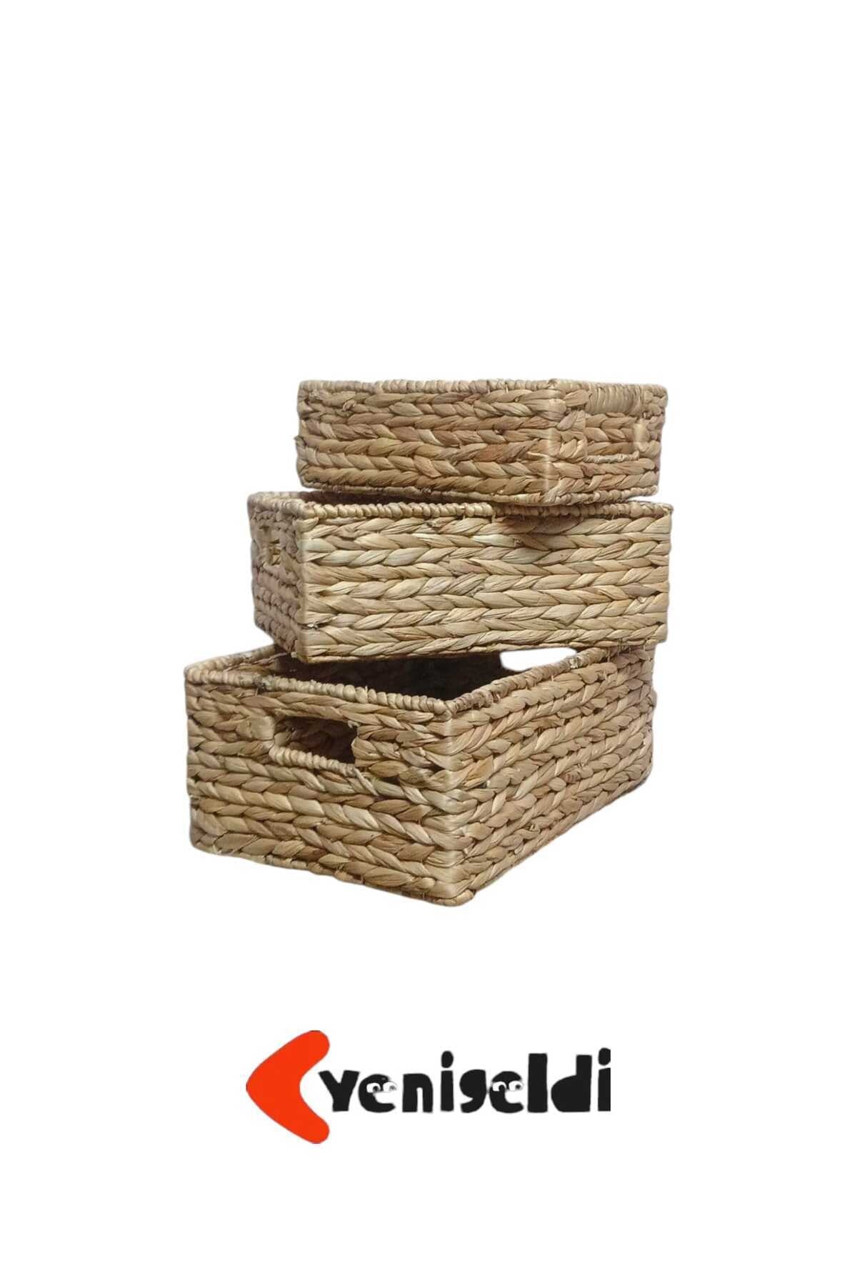 3lü Doğal Hasır Sepet Yen2400383