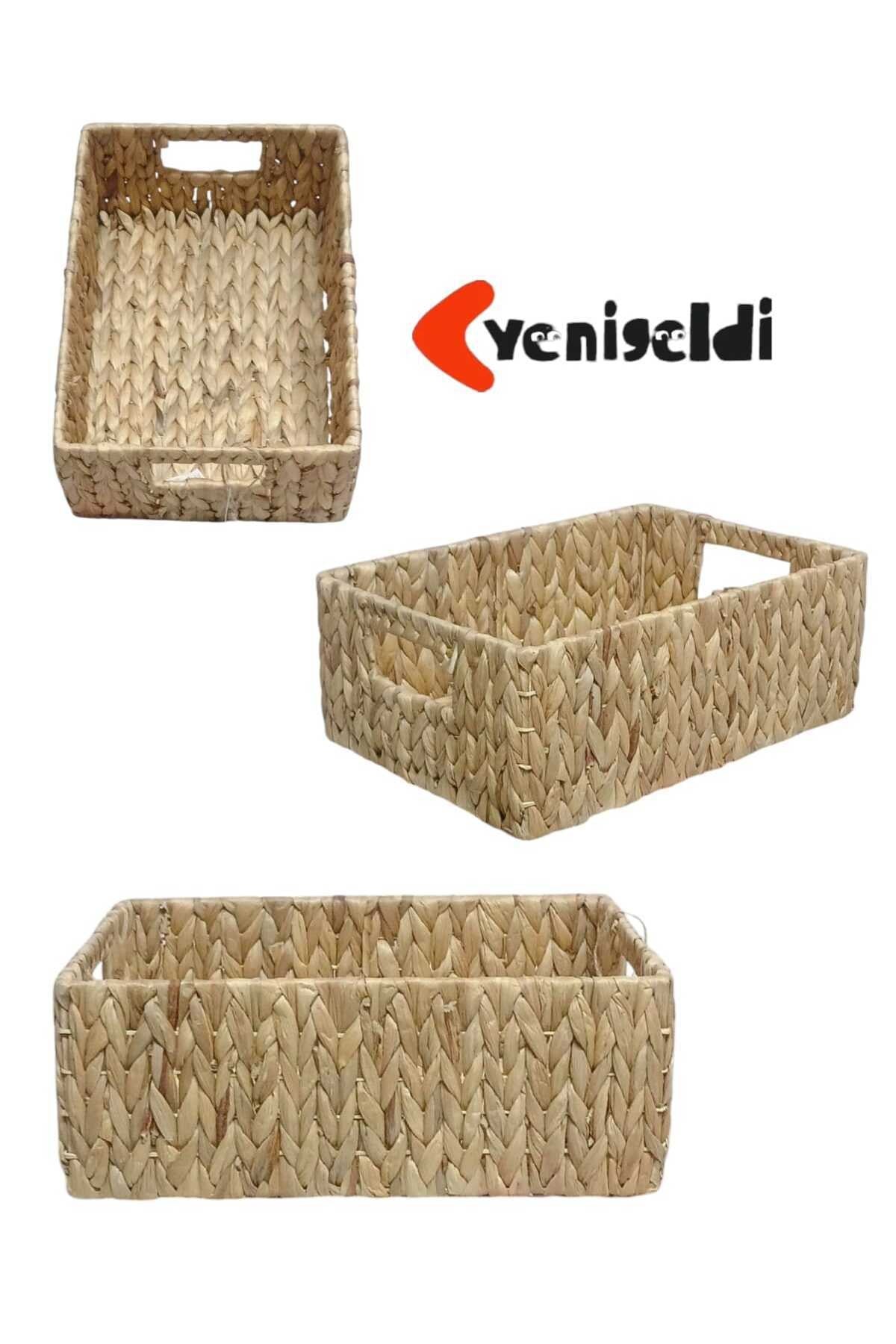 (YÜKSEKLİĞİ:13*GENİŞLİĞİ:24*UZUNLUĞU:34 CM) 1 Adet Küçük Hasır Sepet Yen2400371