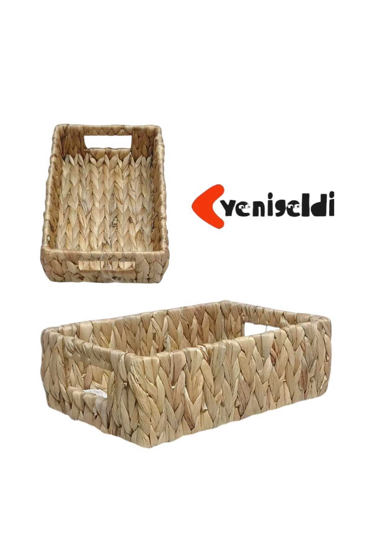 (YÜKSEKLİĞİ:10*GENİŞLİĞİ:20*UZUNLUĞU:28 CM) 1 Adet Küçük Hasır Sepet Yen2400361
