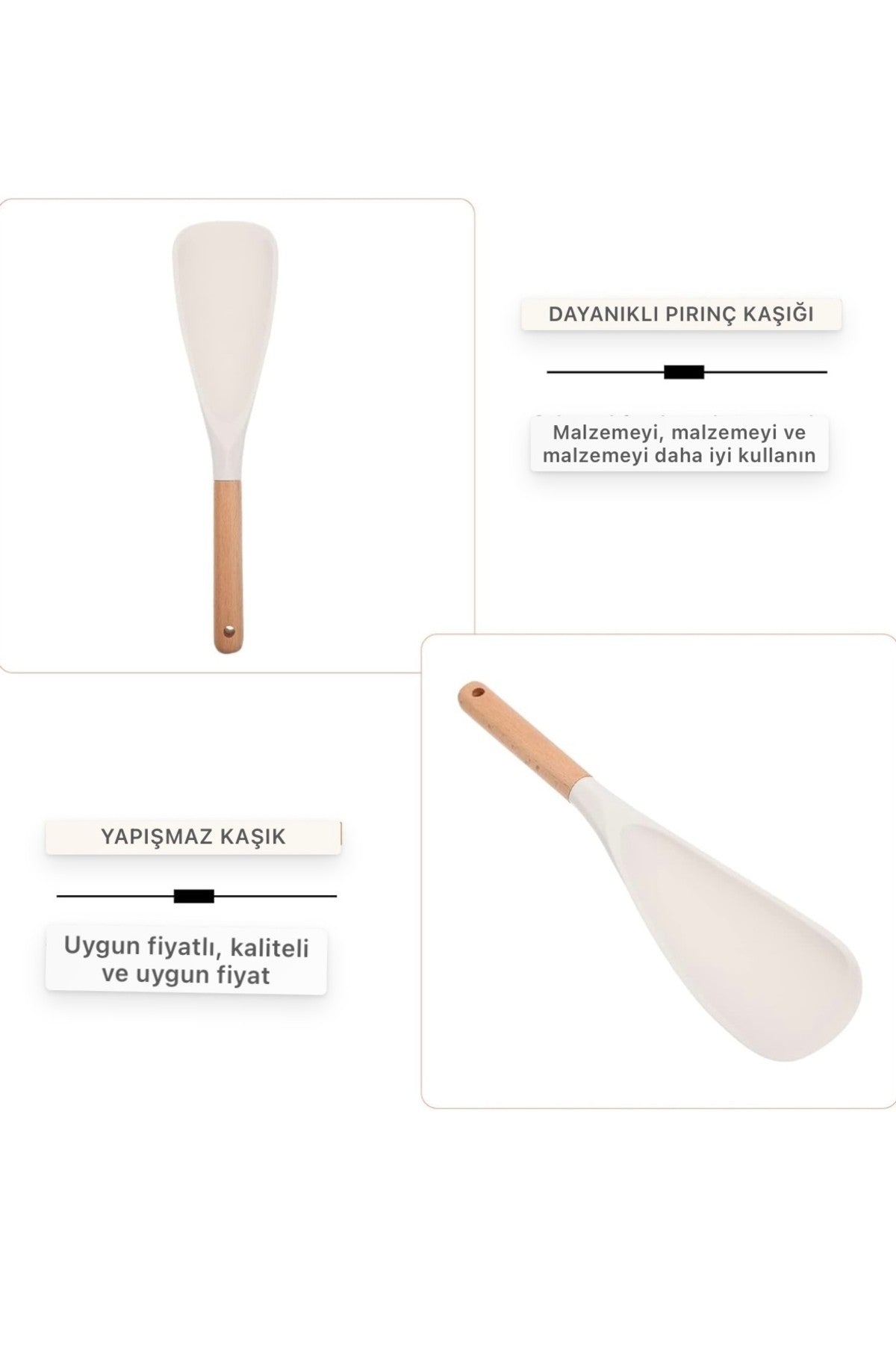 2 Adet Silikon Spatula Kaşık (2 si 1 arada)