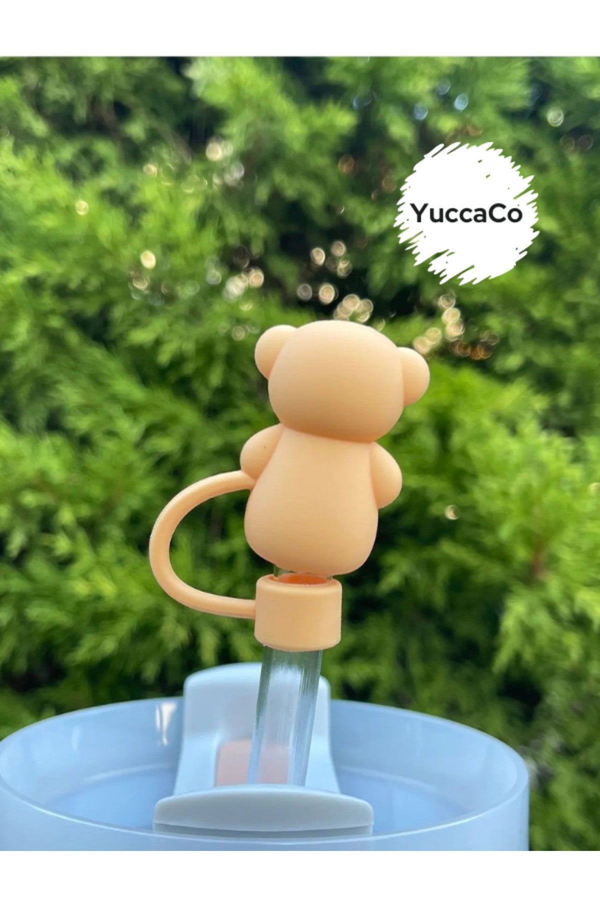 Stanly Quencher Termos Uyumlu Kalpli Ayıcık Aksesuar/Ayı Pipet Koruyucu/Ayılı Kılıf/ Pipet Tıpası