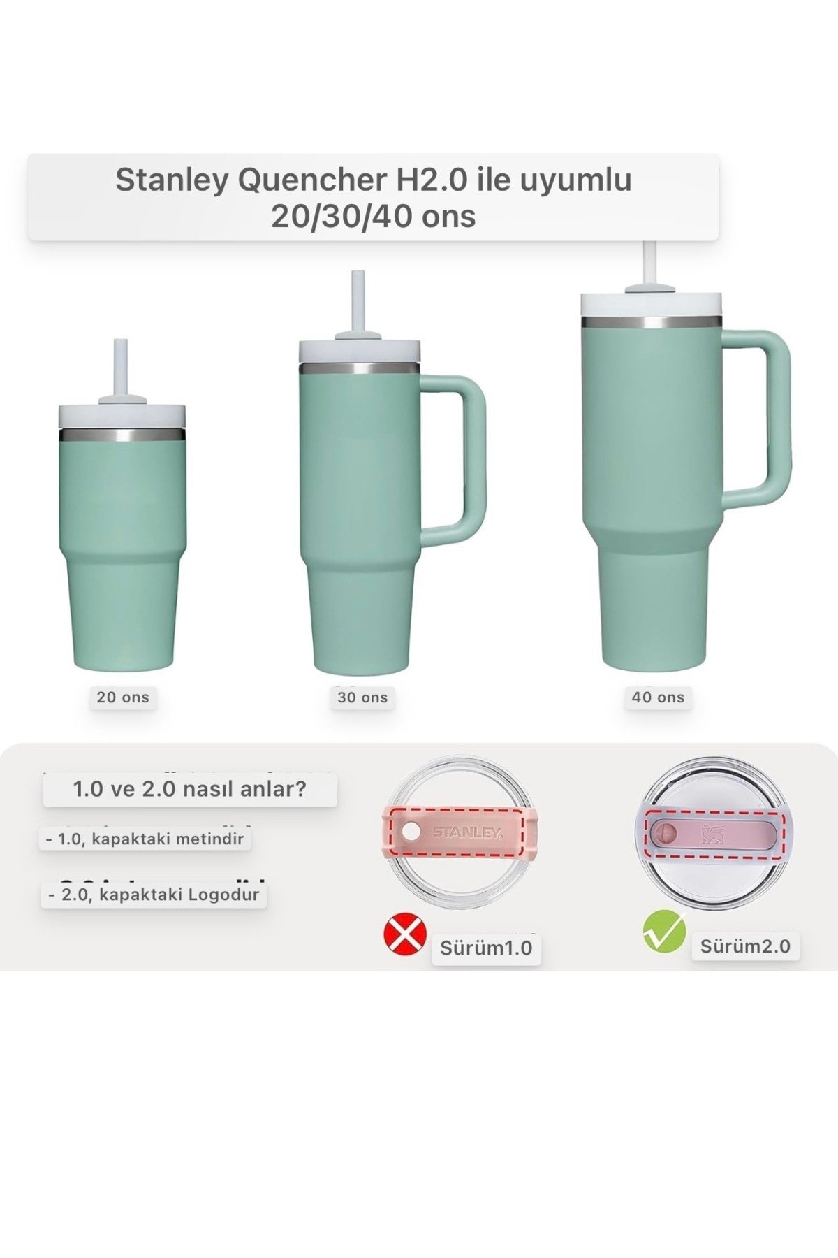 2 set (6 parça ) okaliptüs , pipet için 40 ve 30 oz Termos için Sızdırmaz Seti