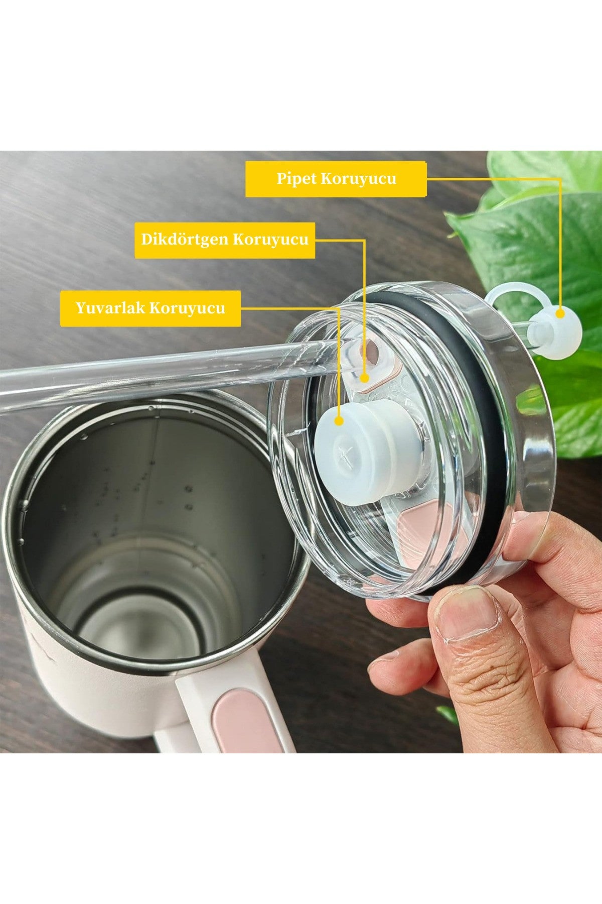 Quencher Uyumlu 3 lü Silikon Set Sızdırmaz Tıpa, Pipet Koruyucu ve Taban Kılıfı