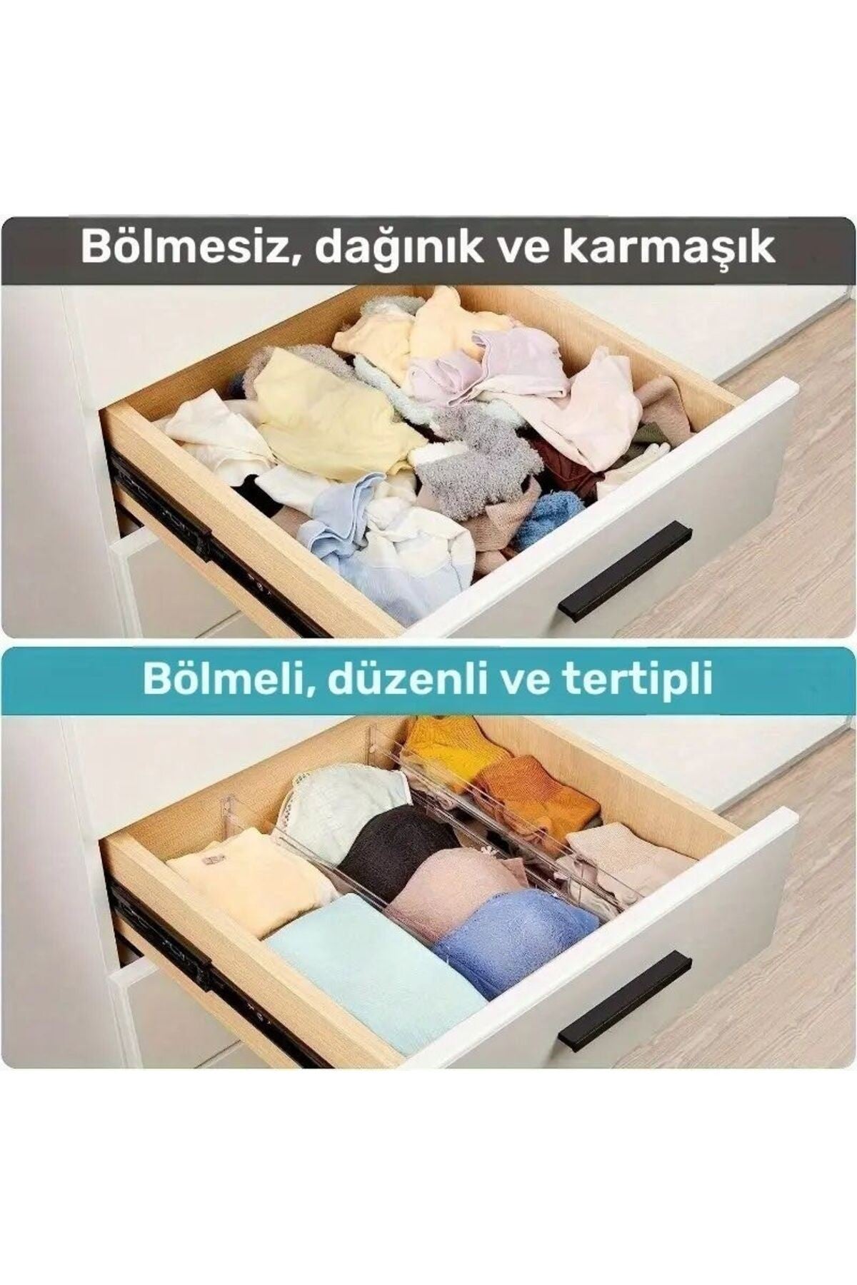 Akrilik Ayarlanabilir Çekmece Bölücü Düzenleyici Organizer 2 Adet