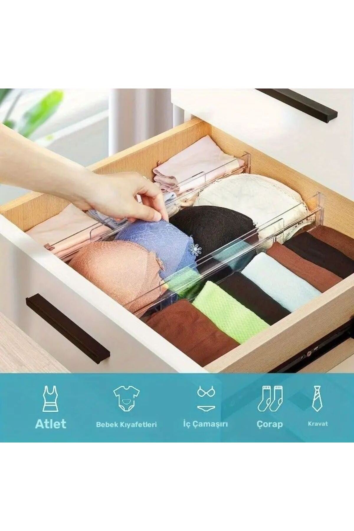 Akrilik Ayarlanabilir Çekmece Bölücü Düzenleyici Organizer 2 Adet