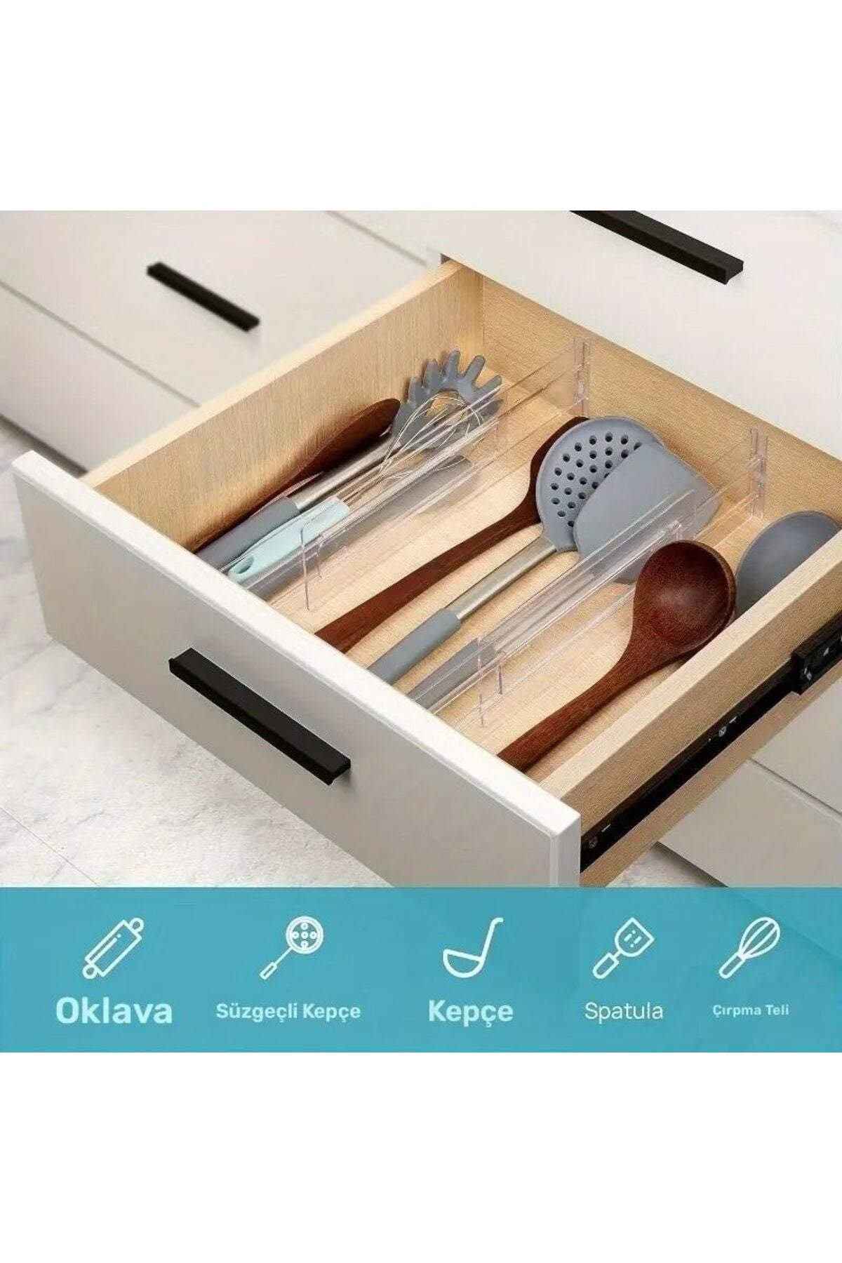 Akrilik Ayarlanabilir Çekmece Bölücü Düzenleyici Organizer 2 Adet