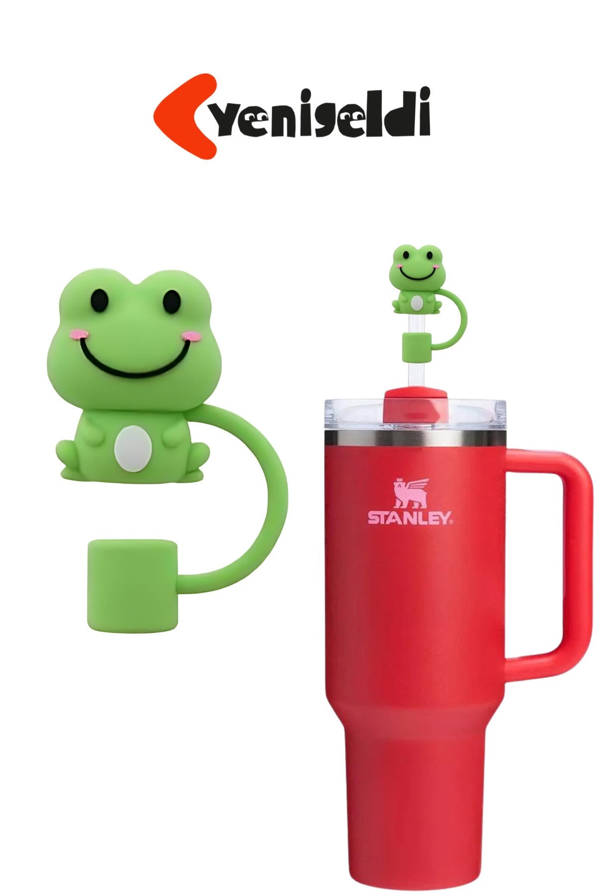 1 Adet Stenley Quencher Uyumlu Sevimli (10MM) Pipet Tıpası/ Kapağı Pembe