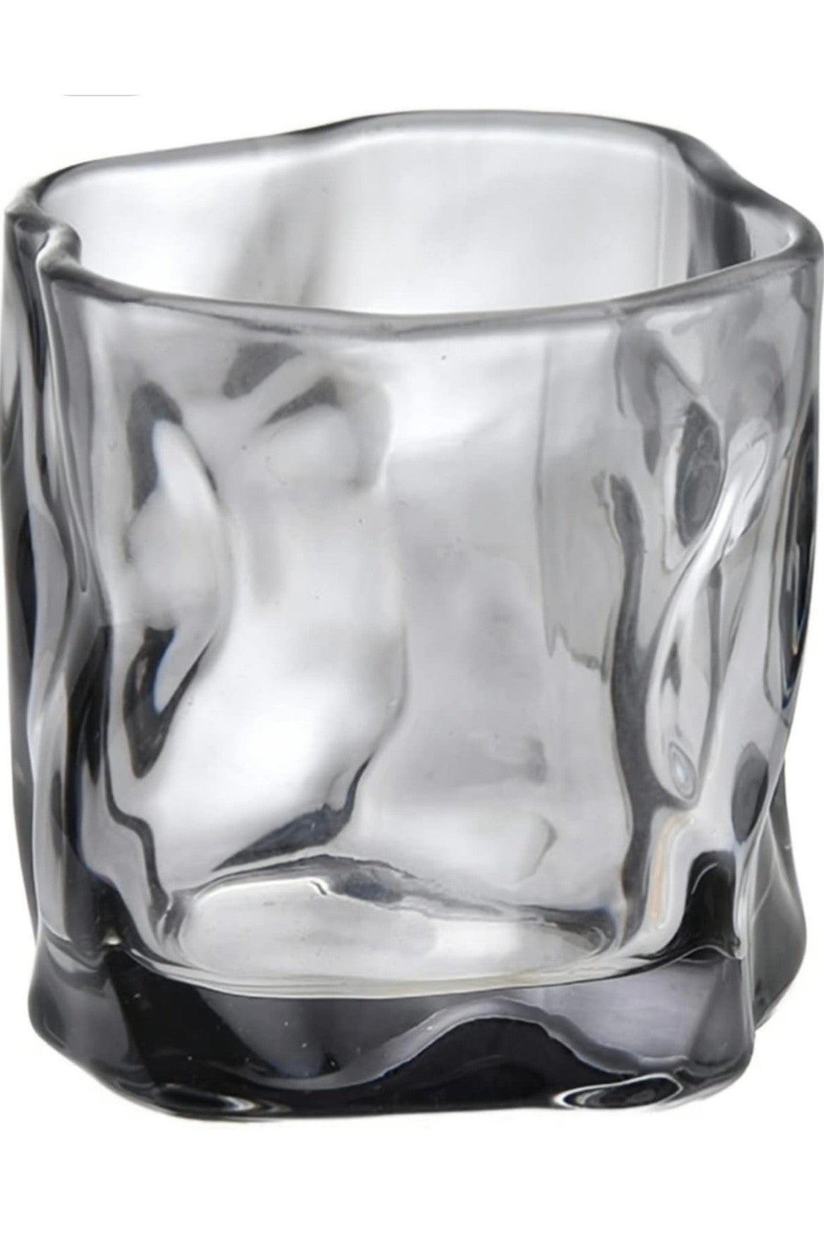 4 Adet 236 ml Halogramlı Duman Grisi Bükülme Cam Viski, Kokteyl, Bourbon Sunum 236ml