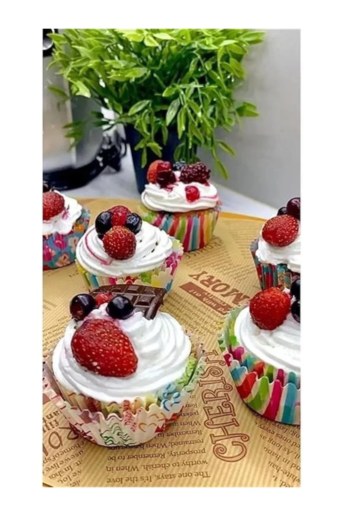 Renkli Kağıt Muffin Kek Kalıpları, 100 Adet