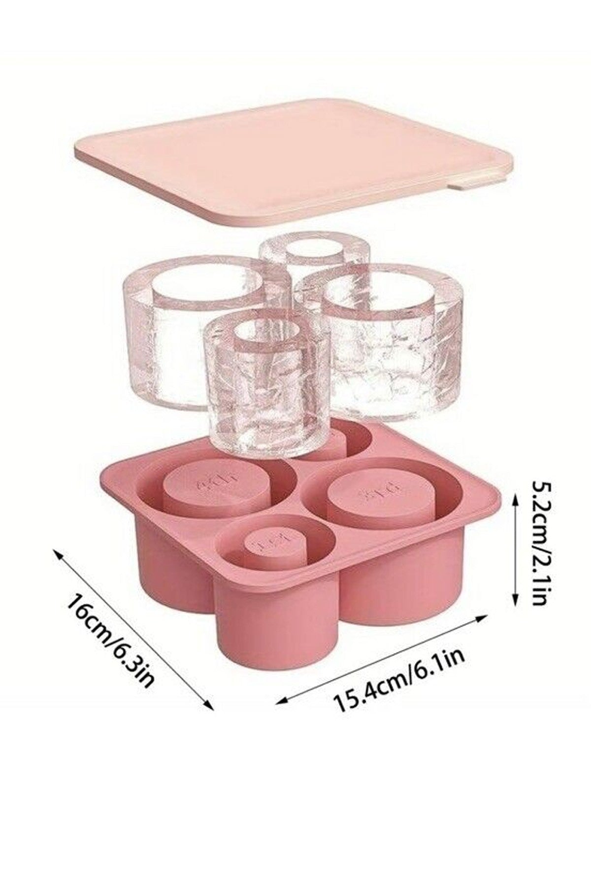 Quencher ve İceflow Uyumlu 20-30-40 Oz Aksesuar 4 Bölmeli Kapaklı Silikon Buz Kalıbı