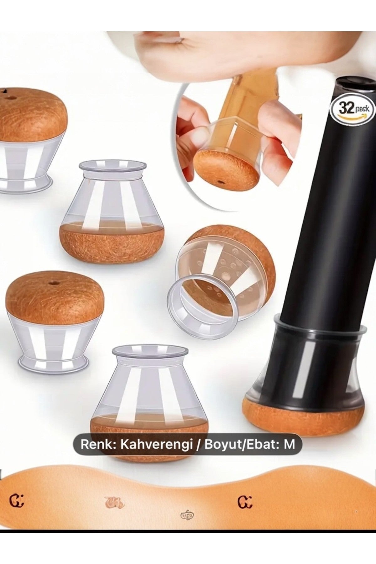 4 Adet Yuvarlak Sandalye Papucu (2.3–2.7 CM) Şeffaf Silikon Kalın Zemin Koruyucu Keçeli Ayak Kılıfı