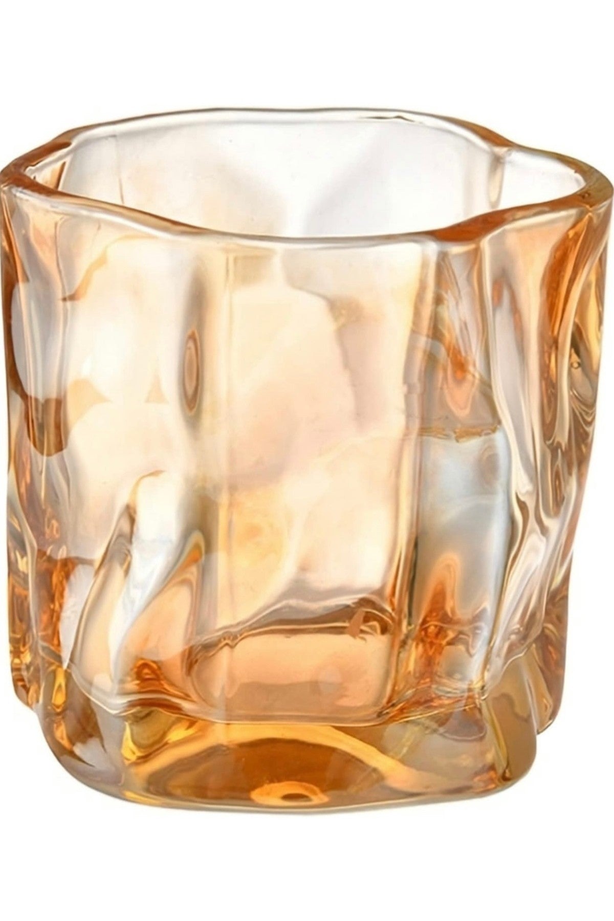 2 Adet 300ml Halogramlı Kehribar Iskandinav Tarzı Bükülme Cam Viski, Kokteyl Sunum