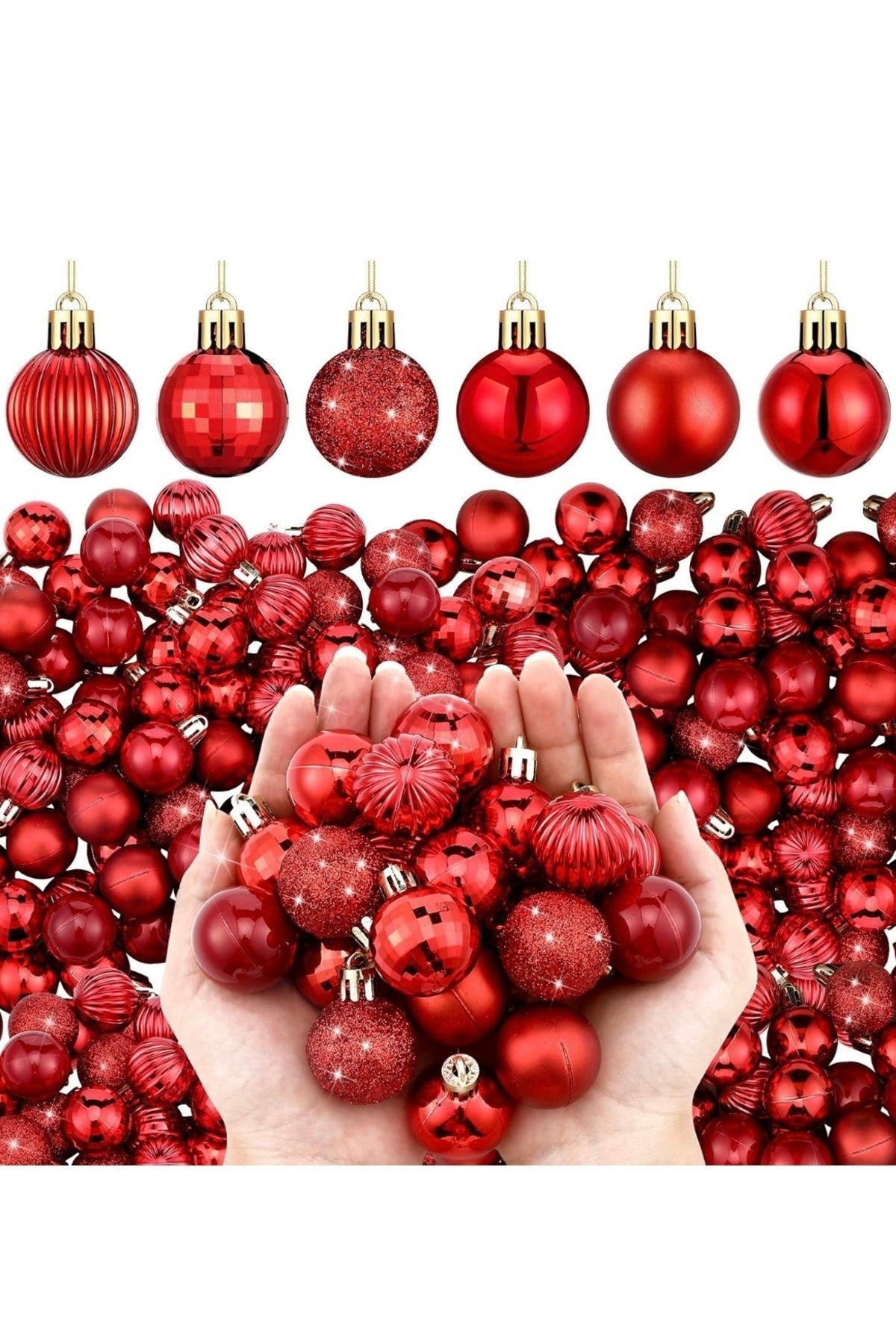 LED Peri Gün Işığı + 12 Adet 3 cm ( Değişik Modeller)Kırmızı Yılbaşı Topu Noel Yılbaşı Parti