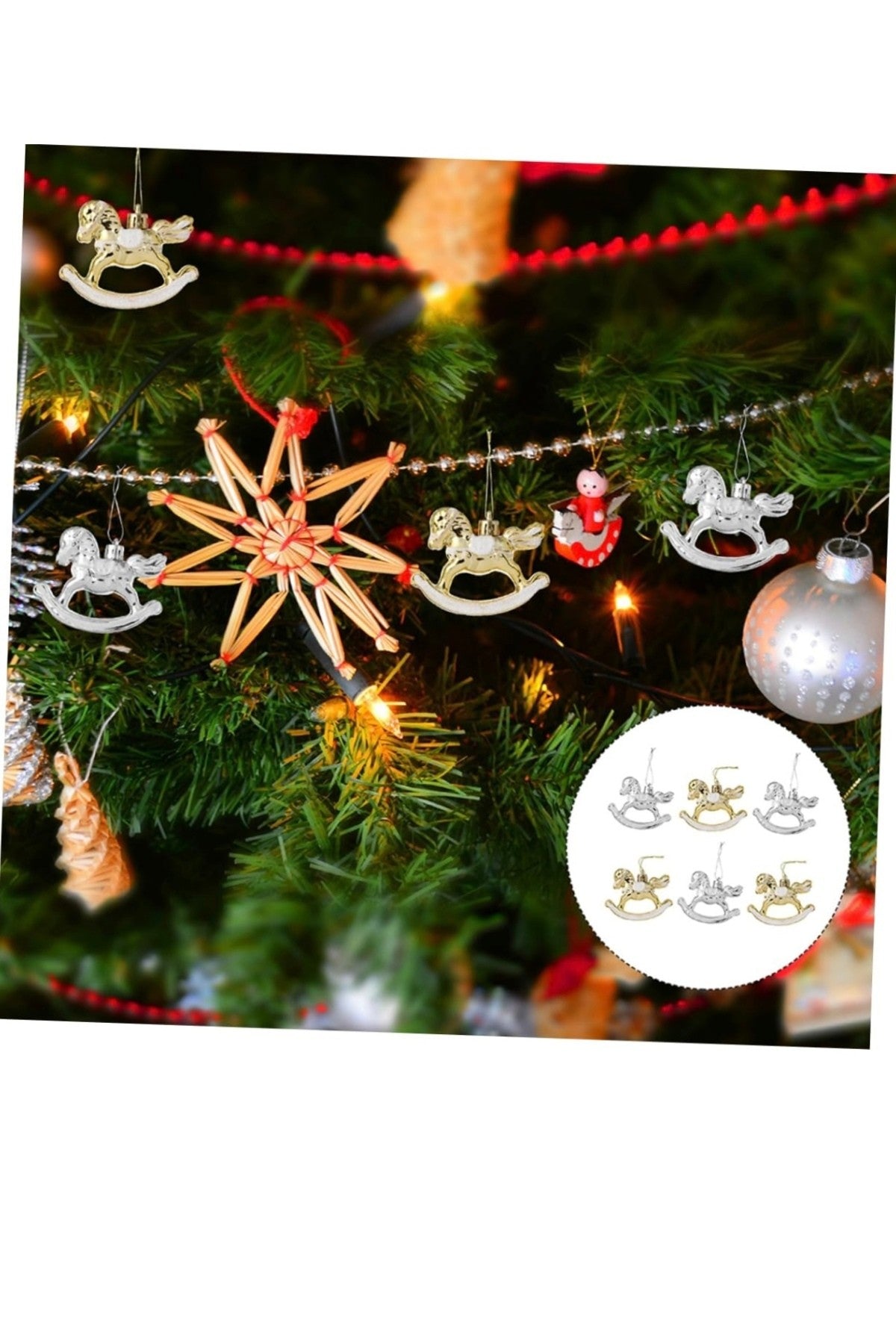 3 adet(2 altın 1 gümüş tenk ) At Yılbaşı Süsü Ağaç Süs Parti Noel Dekorasyon T228