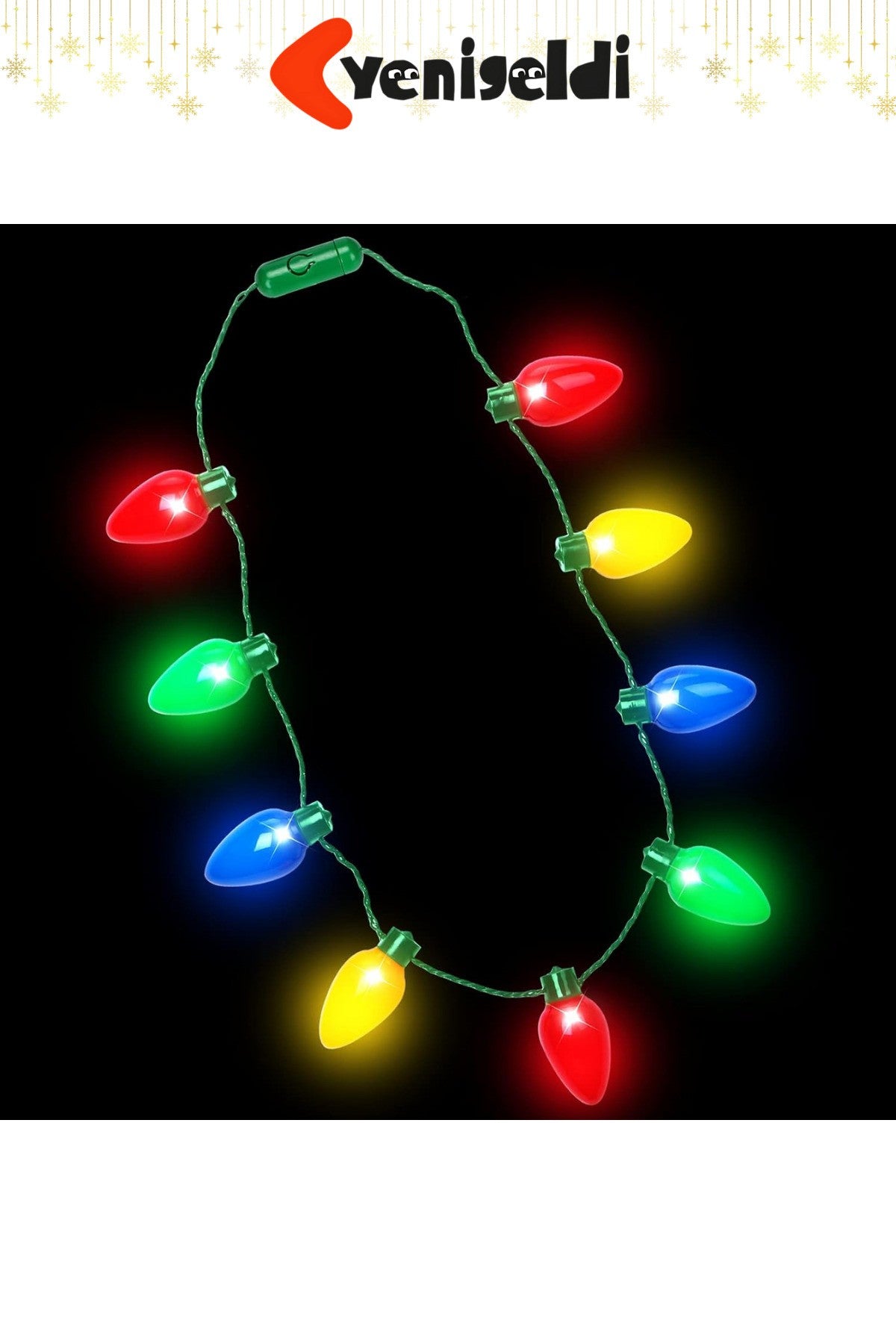 1 Adet Renkli Yılbaşı LED Işıklı Kolye - Parti ve Noel Dekorasyonu 3 Kademeli Yanma Modu