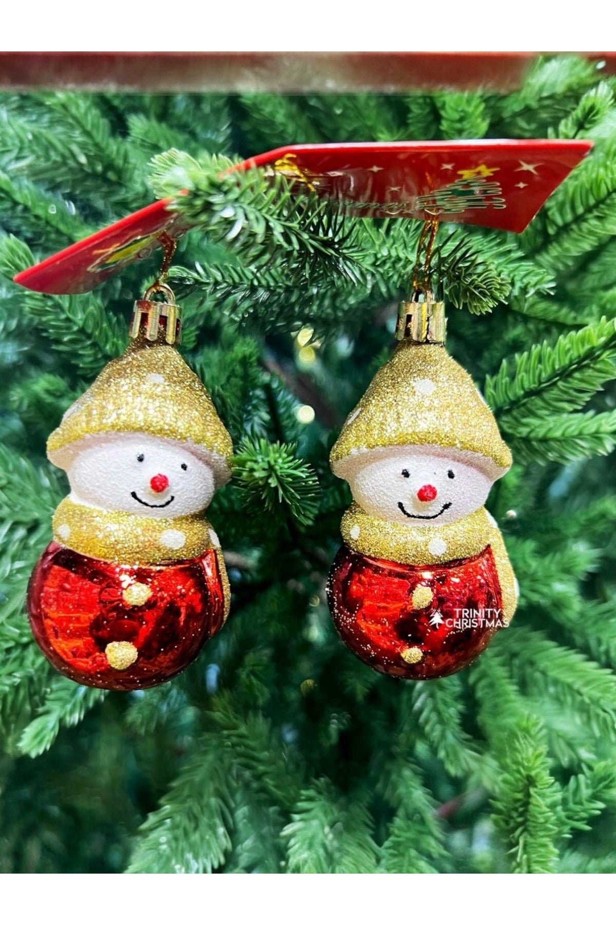 4 Adet Altın Şapkalı Kardan Adam Yılbaşı Süsü Noel Ağaç Süs Parti Dekorasyon