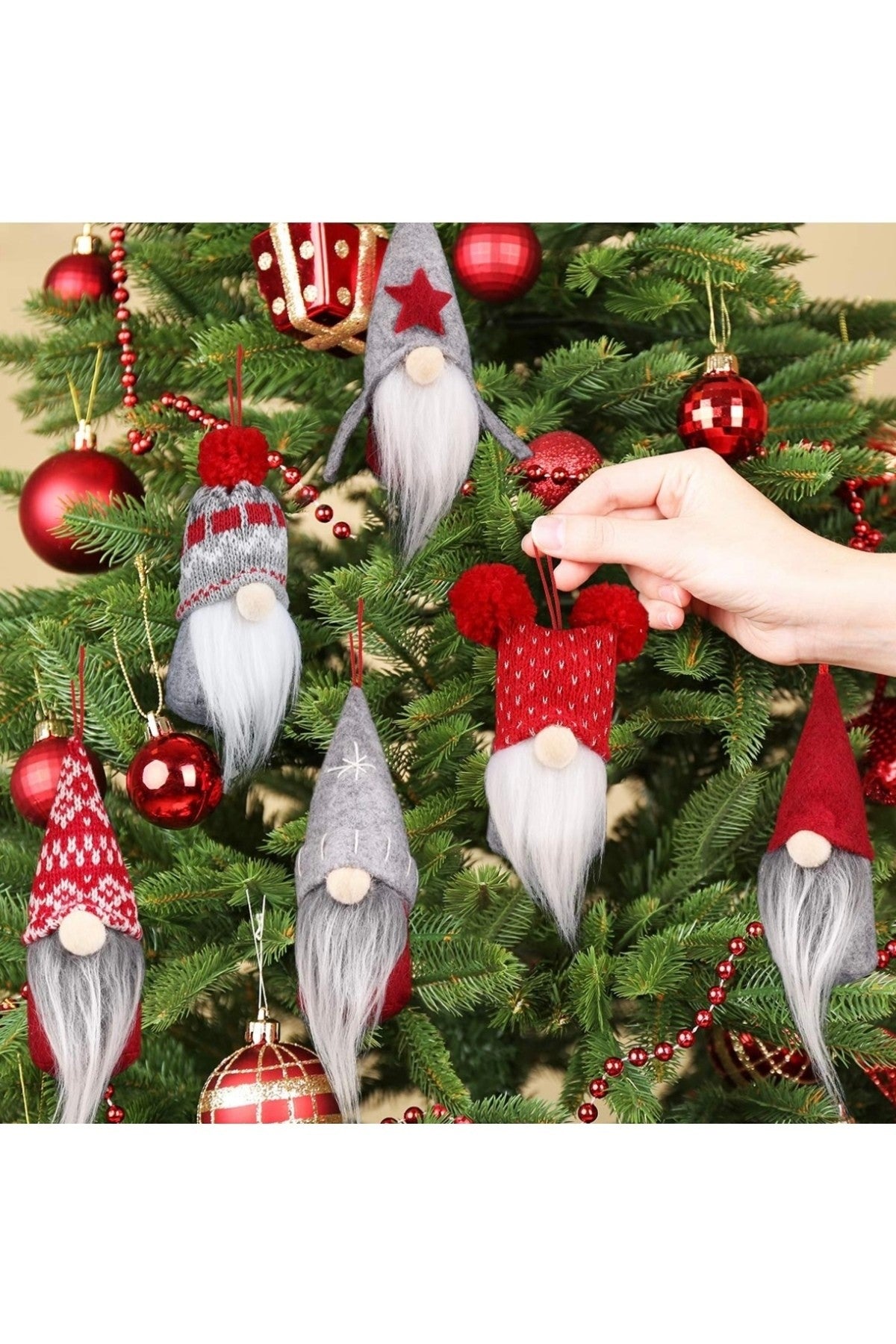2 Adet (14-16 cm) Gnome Yılbaşı Noel İskandinav Şans Elf Cücesi Süs Dekorasyon Yılbaşı Ağaç