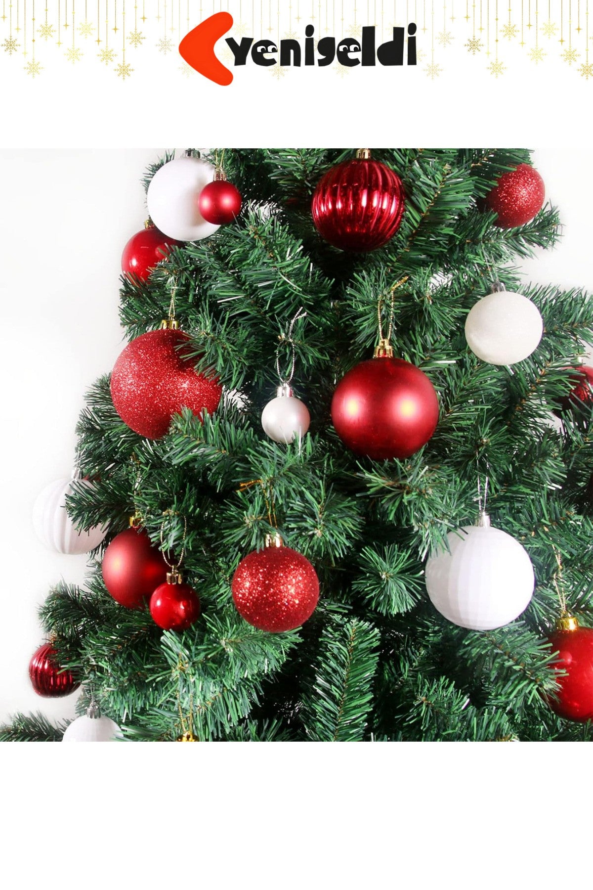 6 Adet Kırmızı Noel Ağacı Süsü – Mat, Parlak, Simli ve Yansıtıcı Dekoratif Yılbaşı Topu Seti