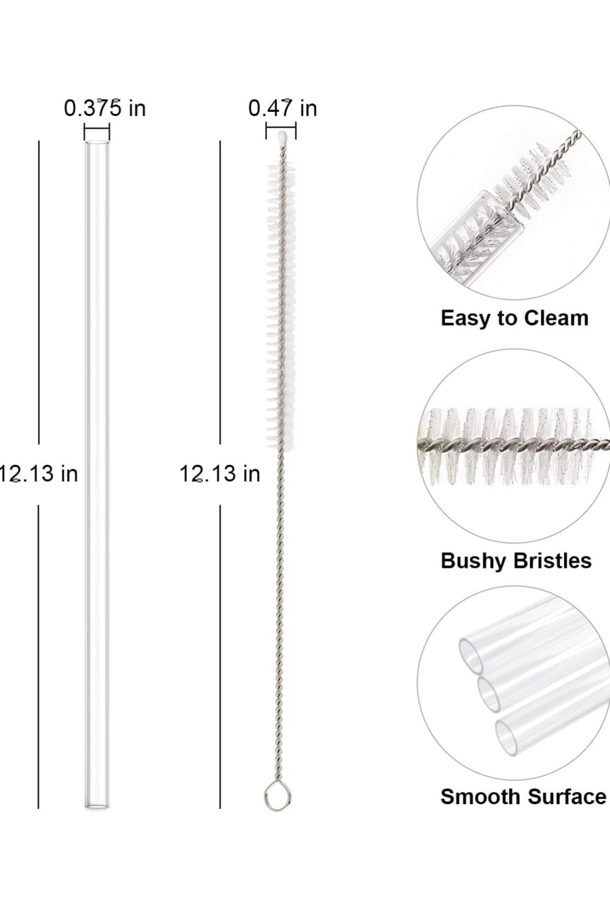 6 Adet 30 cm Stanly Quencher Uyumlu TRİTAN Pipet Ve 1 Adet Temizleme Fırçası