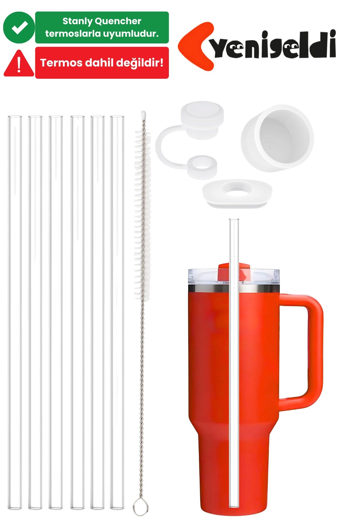 10 Parça Stnly Quencher Uyumlu 30 40 Oz Pipet Kapak Tıpa Seti Sızdırmaz Yedek Bardak Aksesuarları