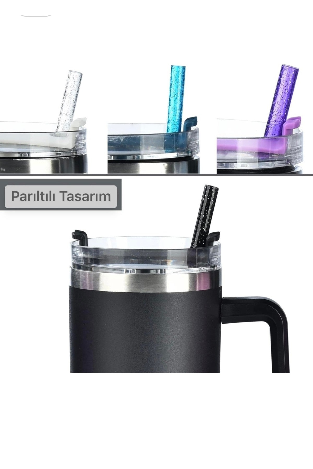 6 Adet 30cm ile Uyumlu Tritan Parıltılı Simli Pipet