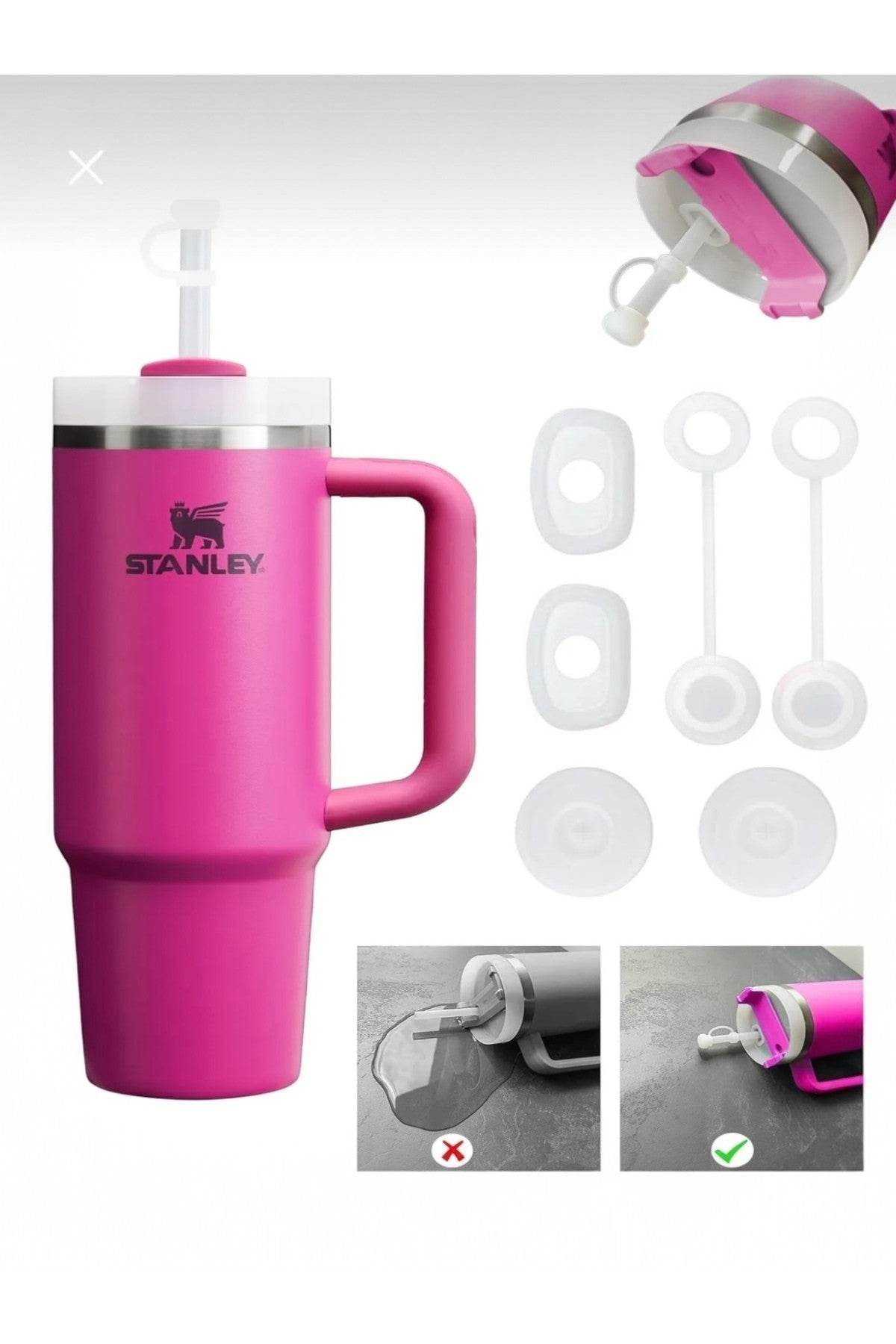 1 Set ( 3 Parça ) Şeffaf Quencher Termos Için Sızdırmaz Dökülmez Set