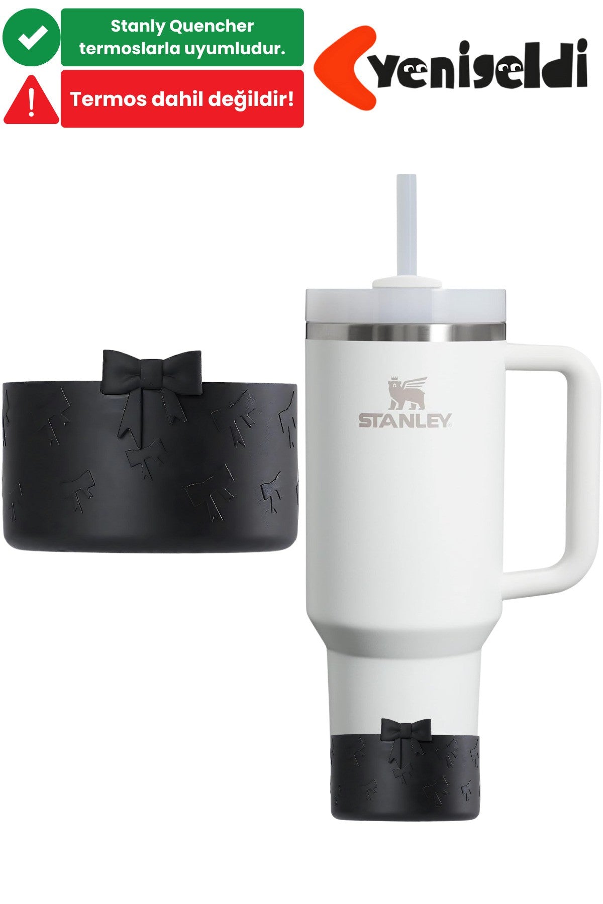 Stanly Quencher Uyumlu Siyah Silikon Taban Koruyucu Kaymaz Taban Botu