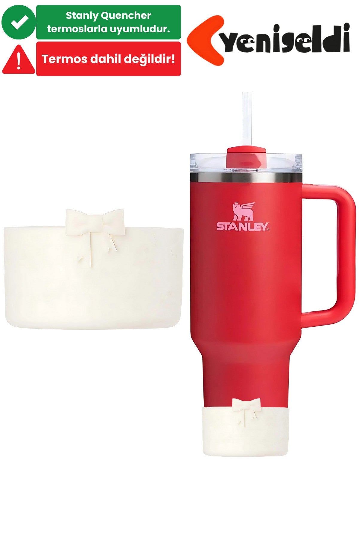 Stnly Quencher 40/30oz Uyumlu Krem Silikon Taban Koruyucu Kaymaz Taban Altlık Termos Botu