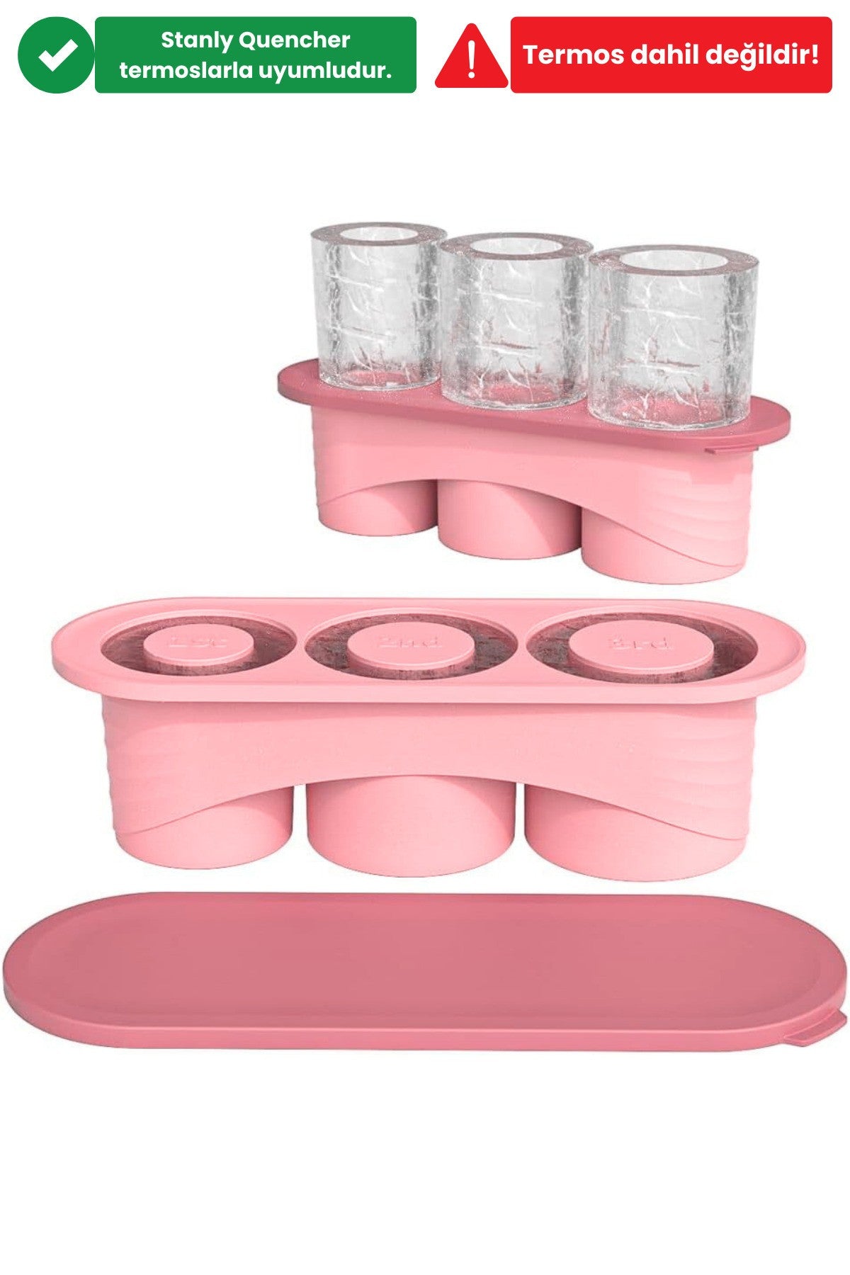 1 Adet Silikon Buz Kalıbı - Stnly Quencher 20/30/40oz Uyumlu Kapaklı ve Dayanıklı Buz Kalıbı