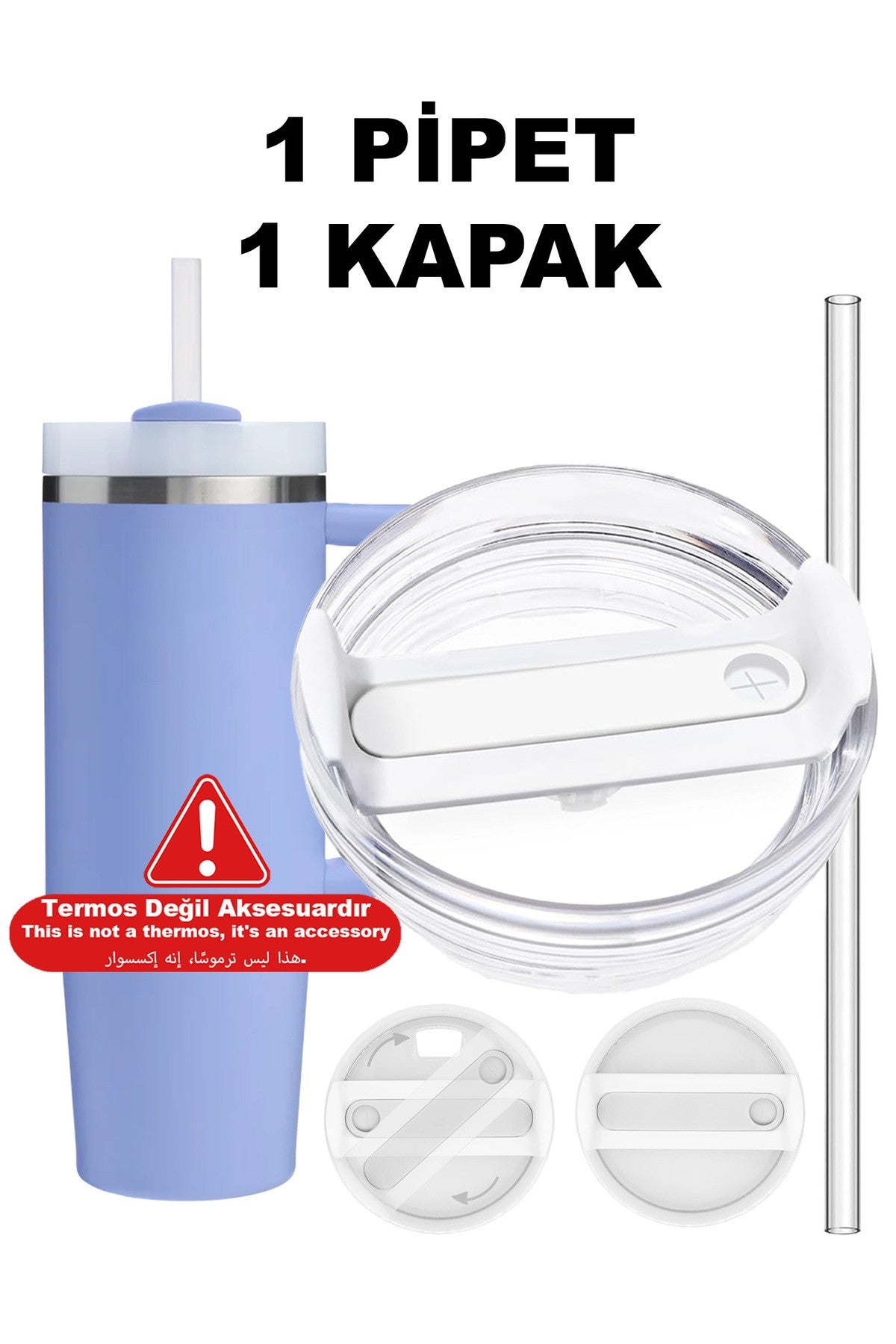 Quencher 40 Oz 1.18 LT Uyumlu Pipetli Termos Kapak - Kapak Quencher Lid
