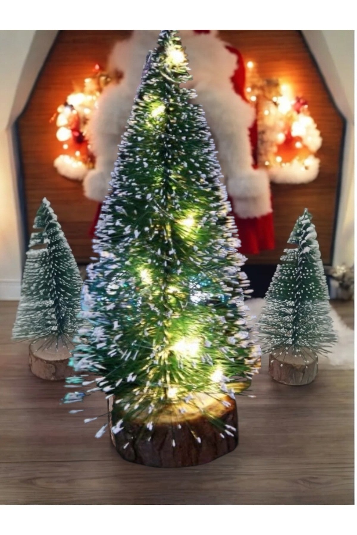 3'lü ( 1 Kendinden Üç Kademeli Gün Işığı 15 Cm ,2 Adet Işıksız 10 Cm )mini Çam, Yılbaşı Ağacı