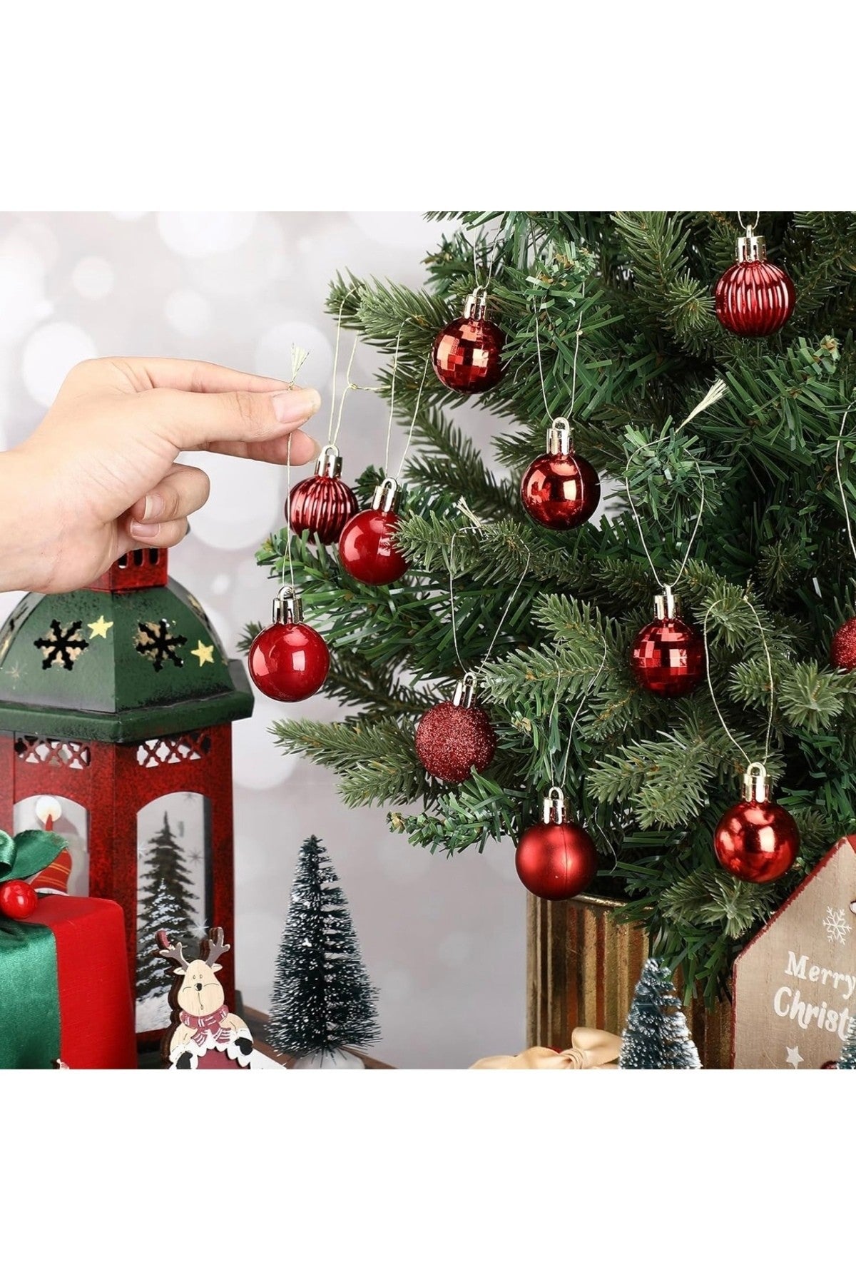 12'li Kırmızı Yılbaşı Topu 3 Cm , Noel Ağacı Topu, Çam Ağacı Topu