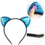 Ters Çevrilebilir Pullu Kedi Kulakları Taç, Parlak Kedi Kulak Saç Taç Payetli Taç