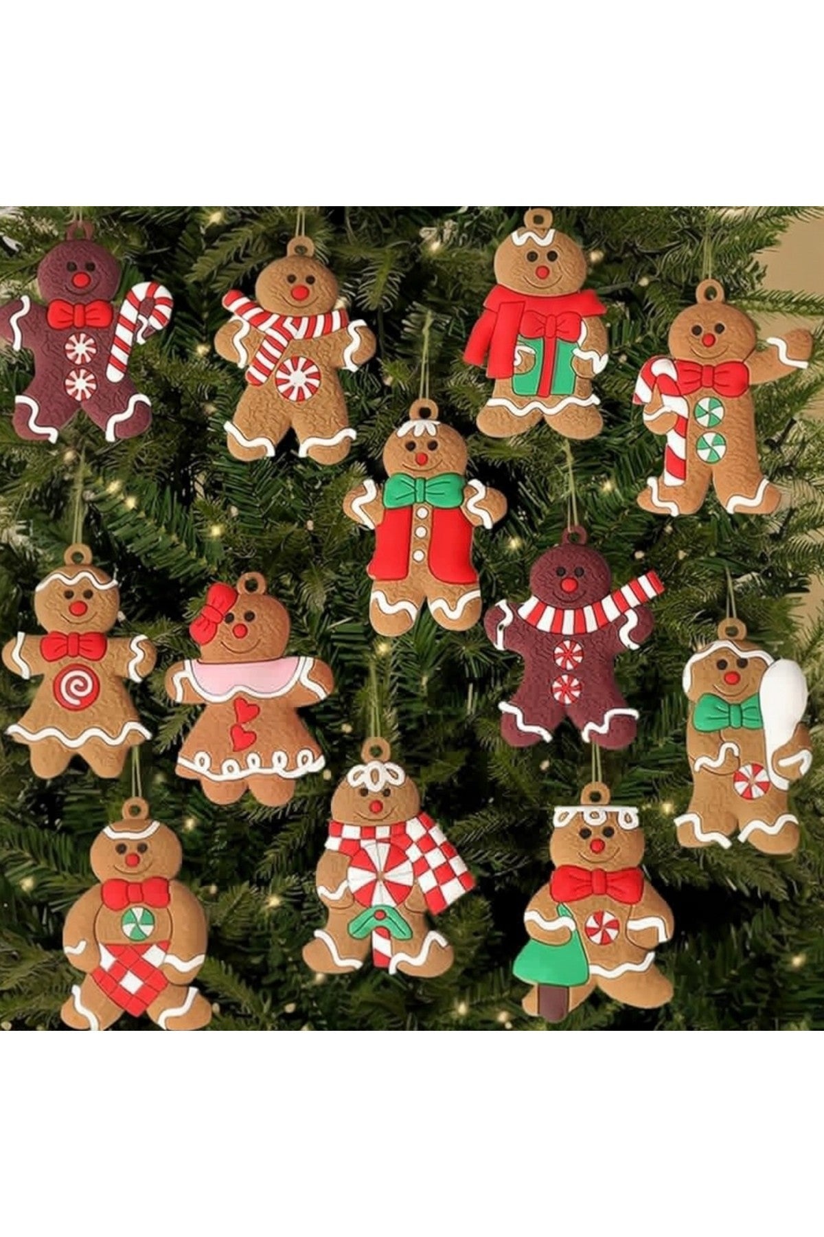 4.5-5 cm Mini Noel Süsleri 3’lü Kurabiye Adam Yılbaşı Ağacı Süsü Gingerbread Dekoratif Ornament