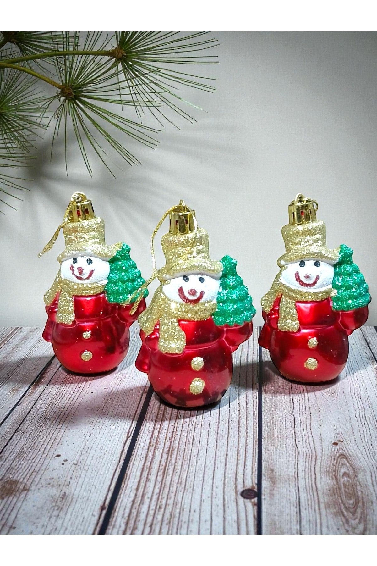 3 Adet Ağaçlı Kardan Adam Yıbaşı Süsü Noel Süs Parti Dekorasyon t223
