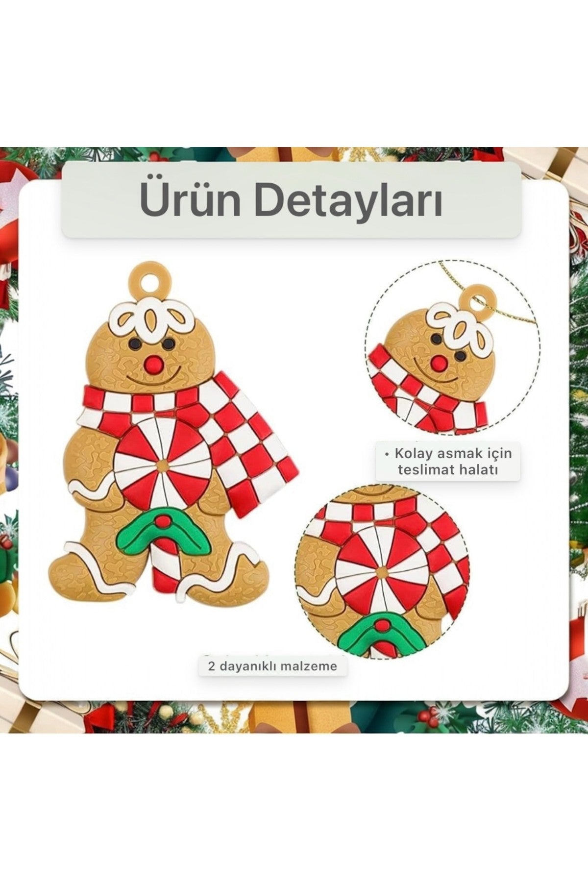 4.5-5 cm Mini Noel Süsleri 3’lü Kurabiye Adam Yılbaşı Ağacı Süsü Gingerbread Dekoratif Ornament