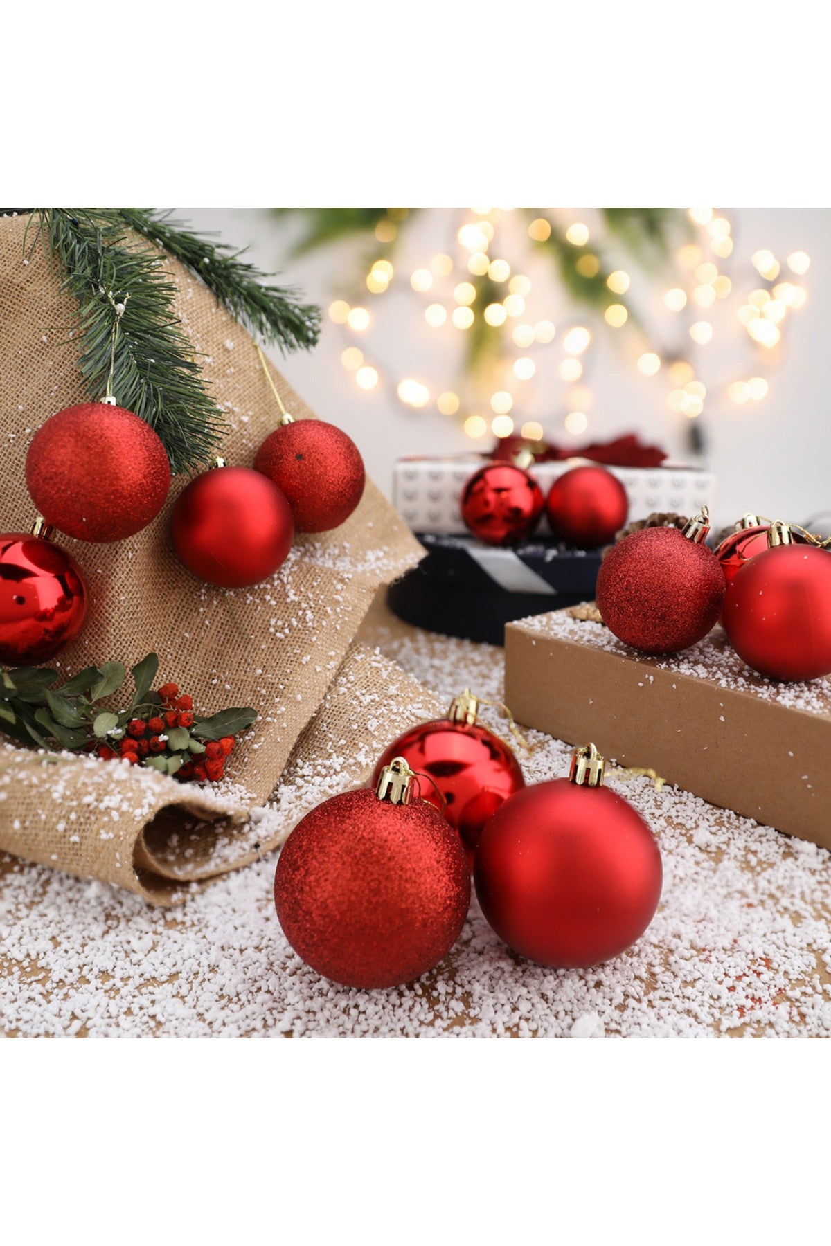12'li Kırmızı 6 Cm Yılbaşı Topu, Noel Topu,çam Ağacı Topu,süs Topu