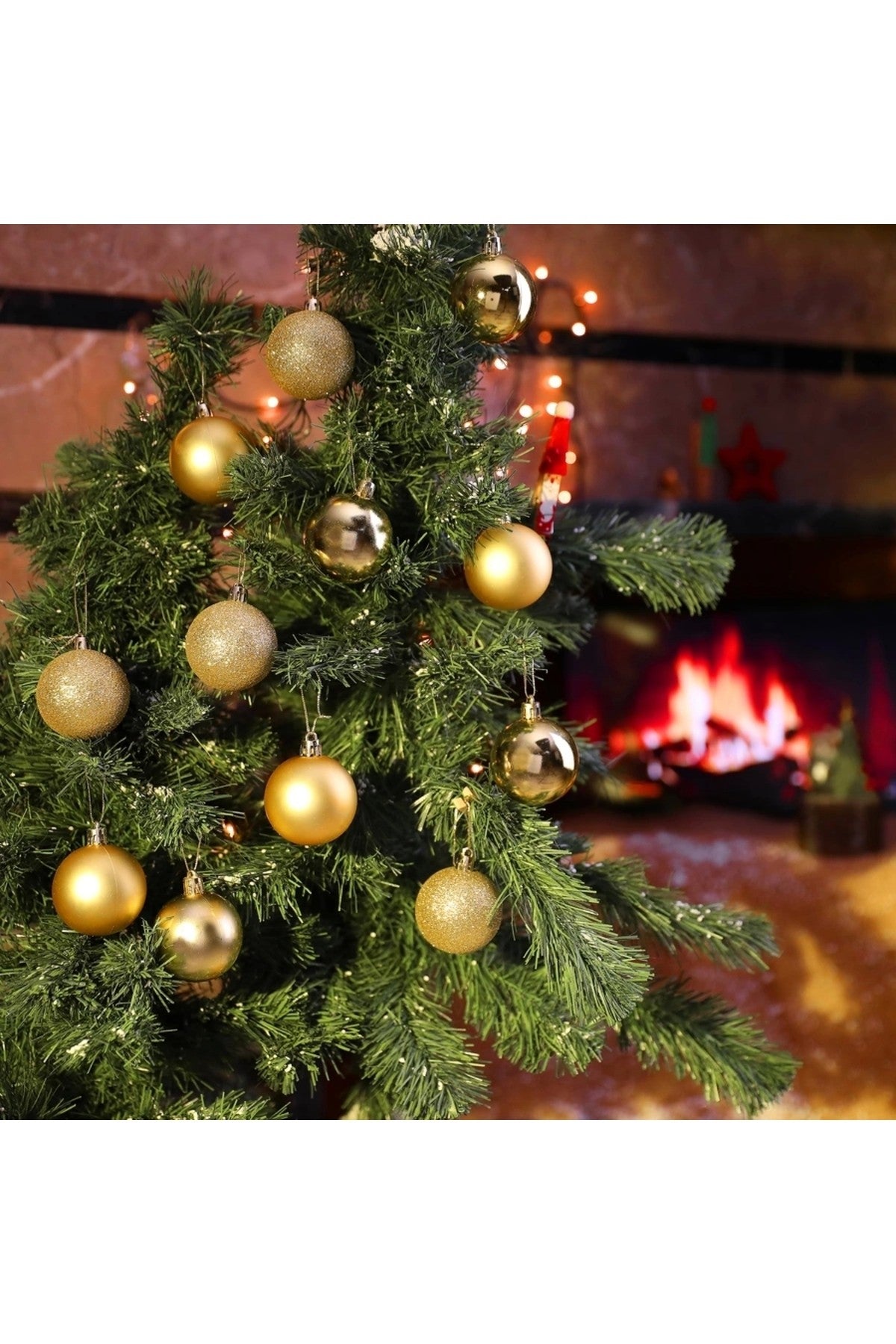 12'li Gold 6 Cm Yılbaşı Topu, Çam Ağacı Topu, Süs Topu