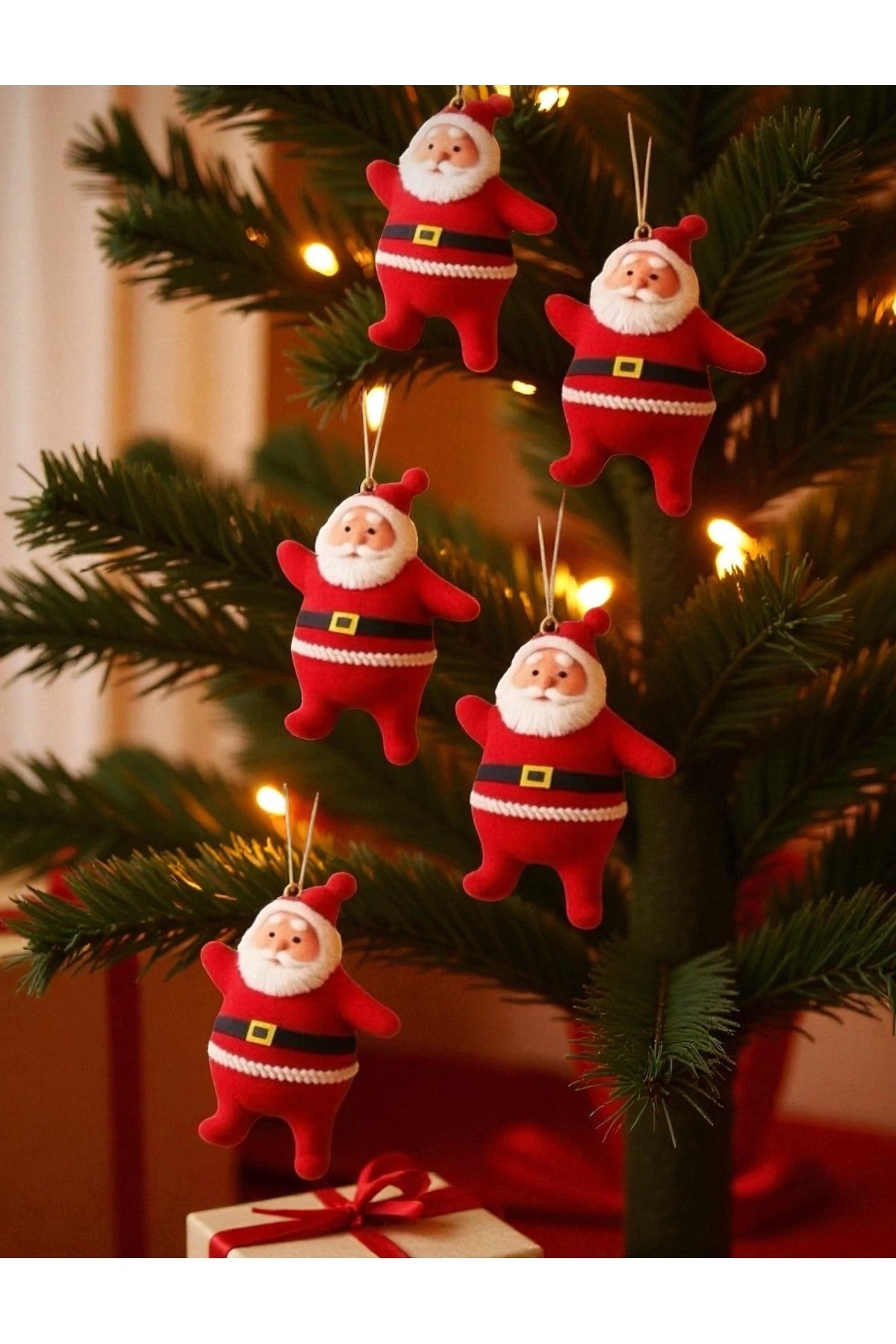 6 Adet Noel Baba Yılbaşı Ağacı Süsü