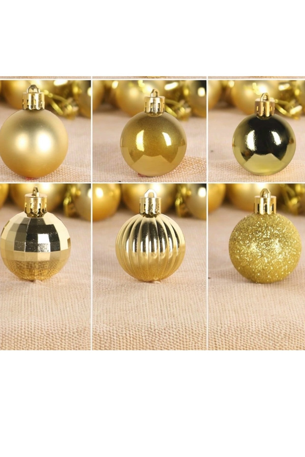 12'li Gold 6 Cm Yılbaşı Topu, Çam Ağacı Topu, Süs Topu