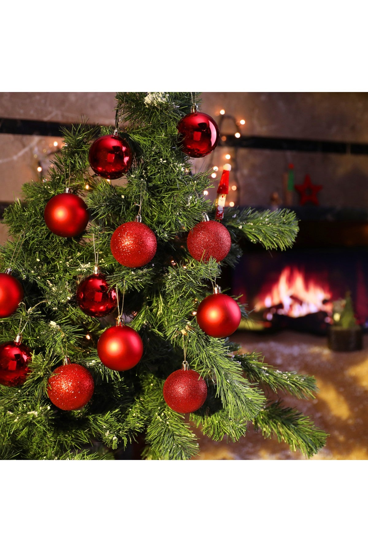 12'li Kırmızı 6 Cm Yılbaşı Topu, Noel Topu,çam Ağacı Topu,süs Topu