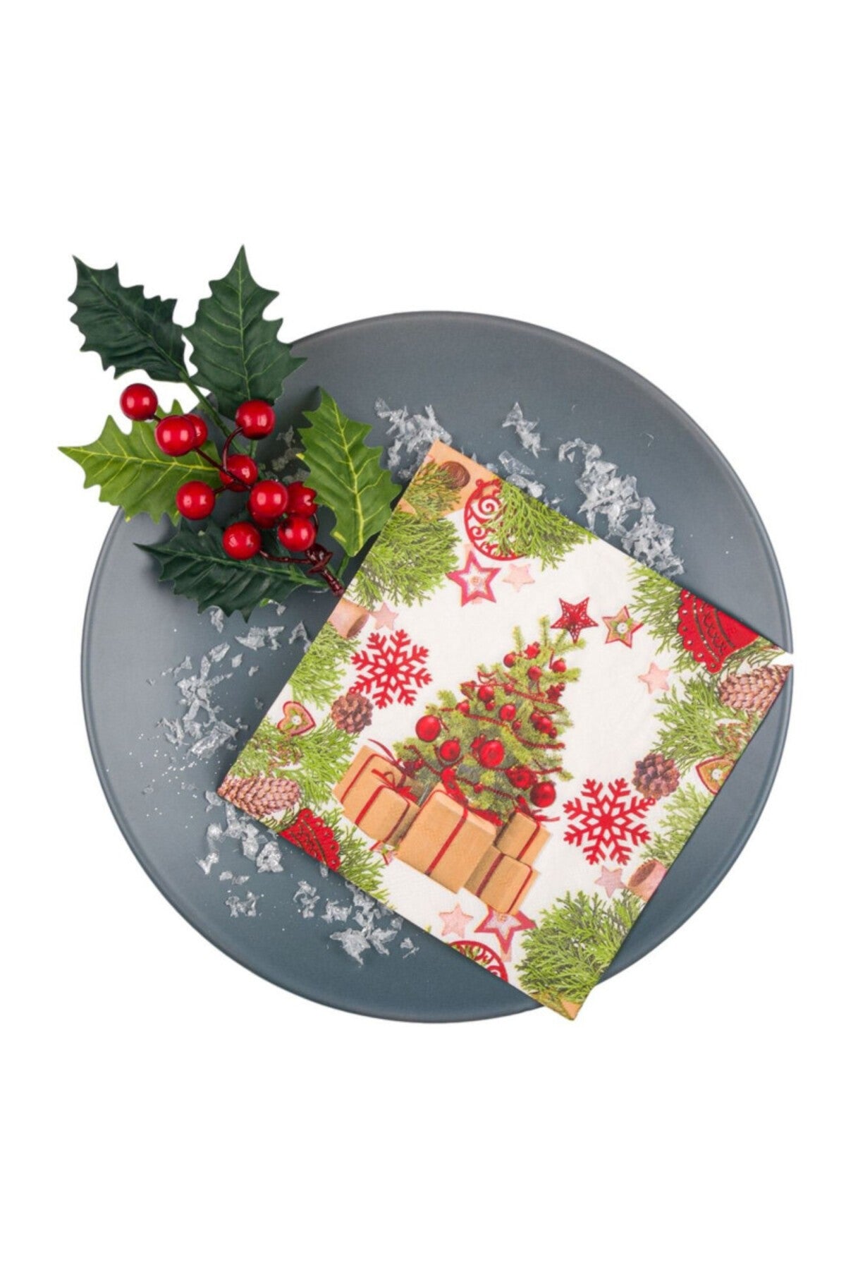 1 Paket (20 Adet) Yılbaşı Ağacı Motifli Peçete Yılbaşı Yılbaşı Ağacı Süsleri Kar Tanesi Resim