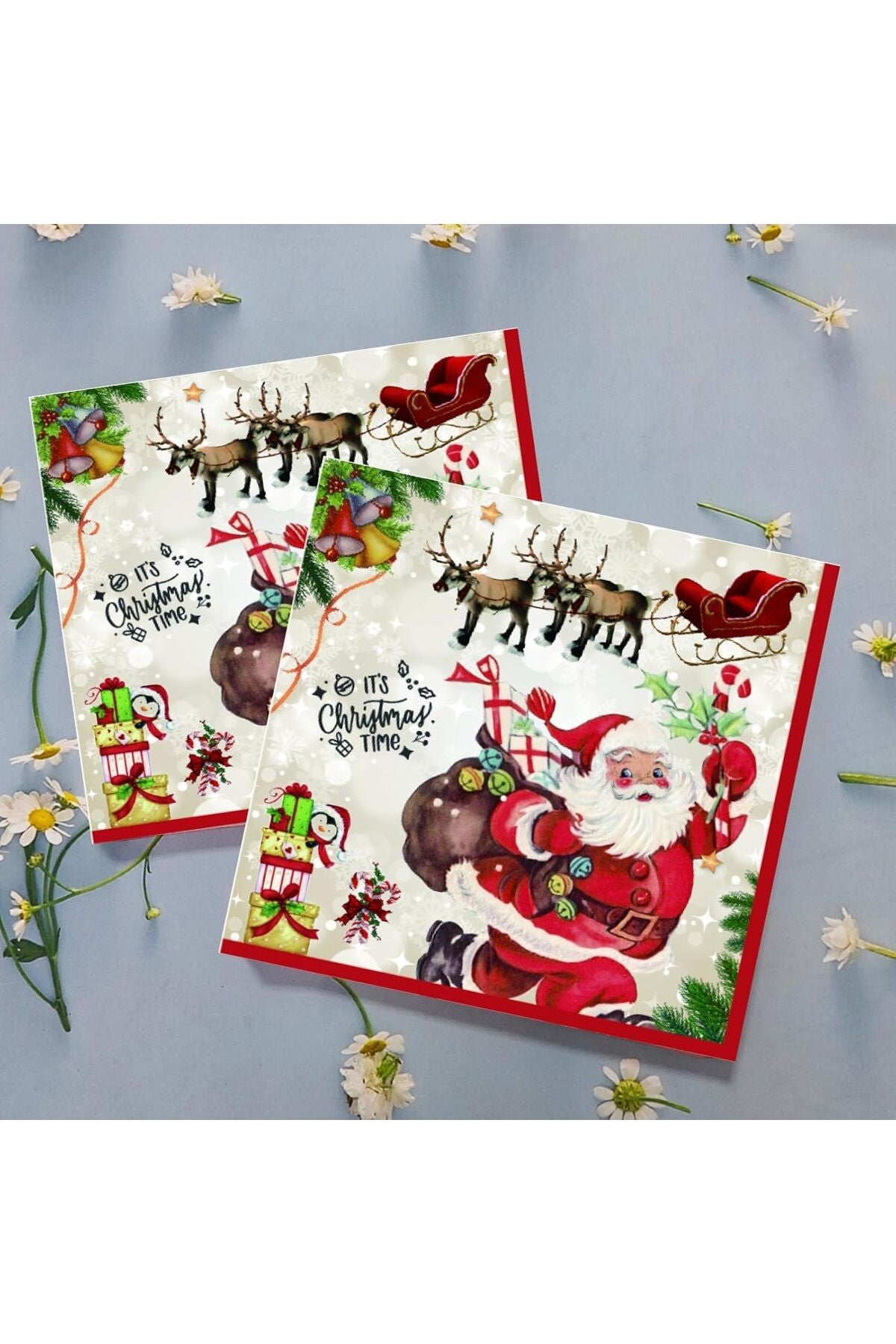 1 Paket (20 Adet) Noel Baba Kar Tanesi Geyikler Kağıt Peçeteler