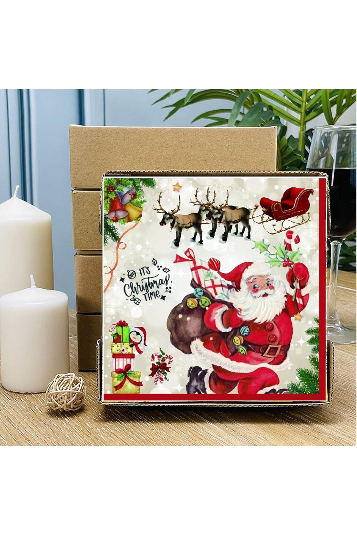 1 Paket (20 Adet) Noel Baba Kar Tanesi Geyikler Kağıt Peçeteler