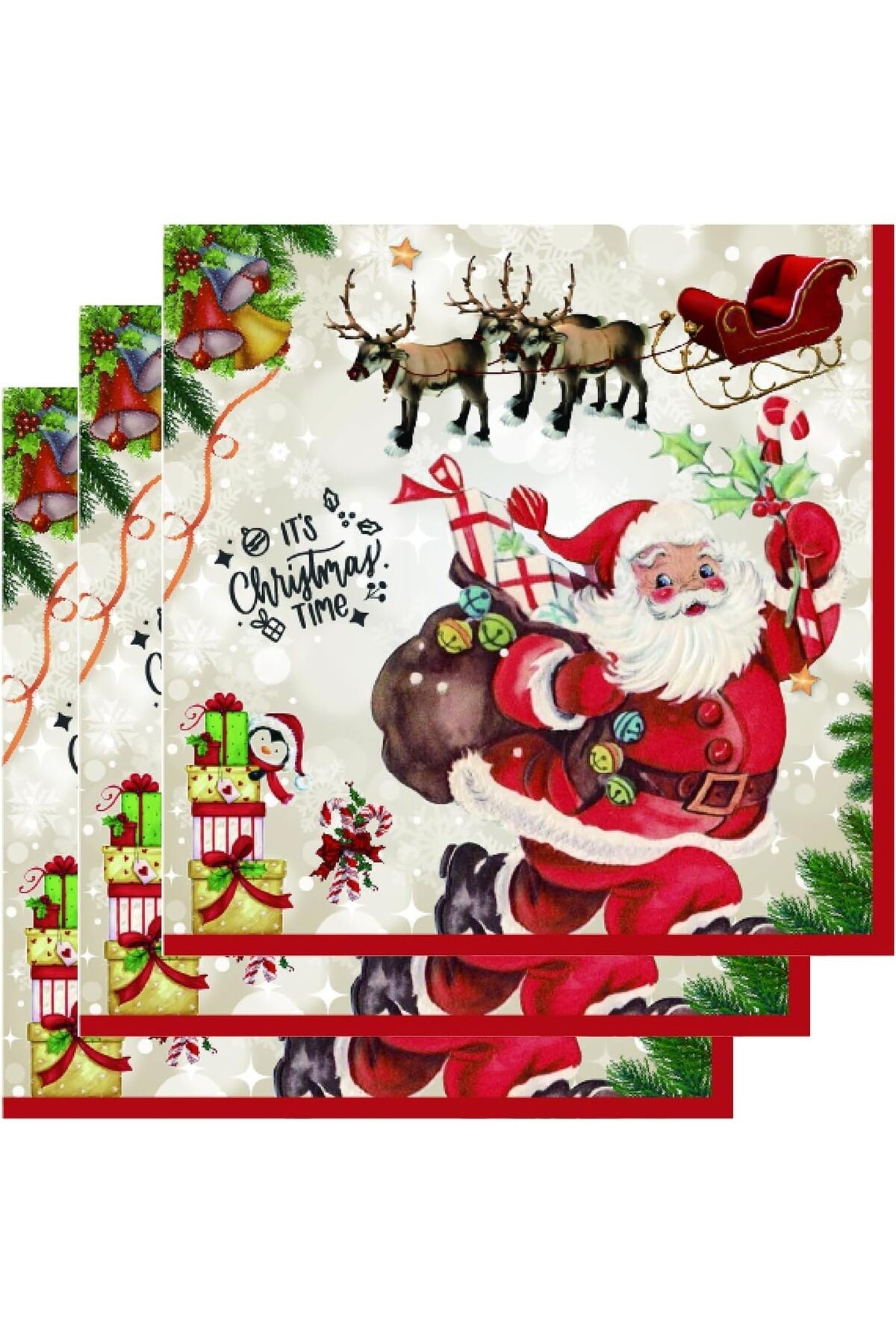 1 Paket (20 Adet) Noel Baba Kar Tanesi Geyikler Kağıt Peçeteler