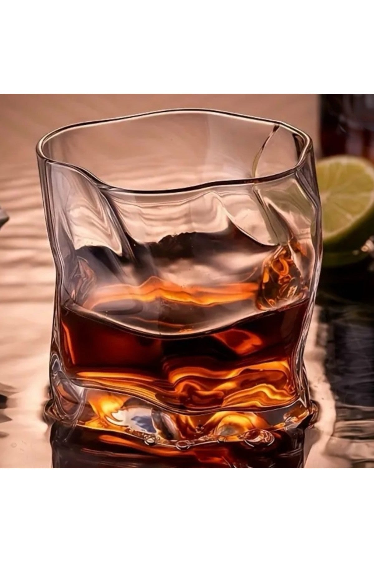 1 Adet Beyaz İrregular İskandinav Tarzı Bükülme Cam Viski, Kokteyl, Bourbon Sunum 236ml
